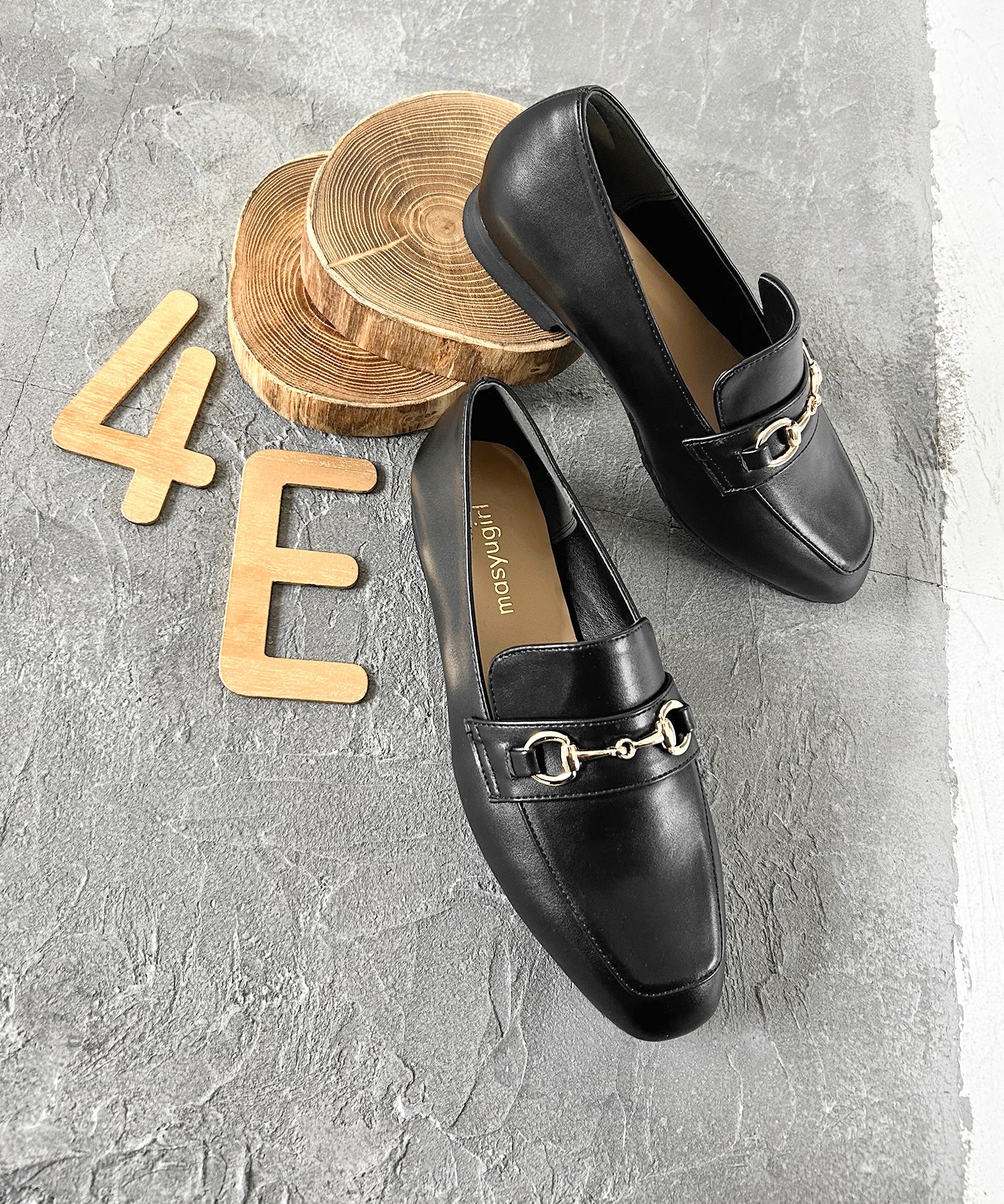 Masyugirl 【4E Wide】 Loafers with Bit / Soft Square Toe