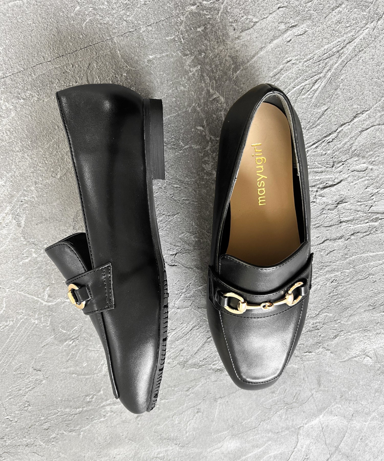 Masyugirl 【4E Wide】 Loafers with Bit / Soft Square Toe
