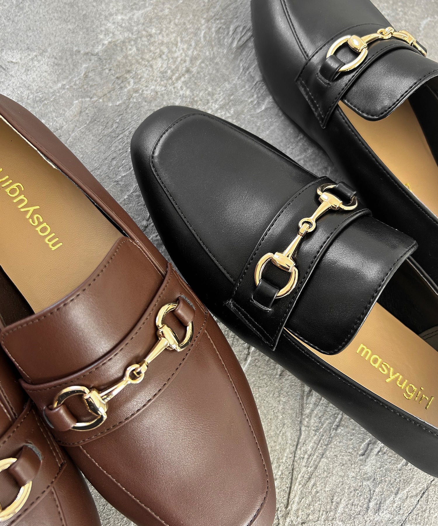 Masyugirl 【4E Wide】 Loafers with Bit / Soft Square Toe