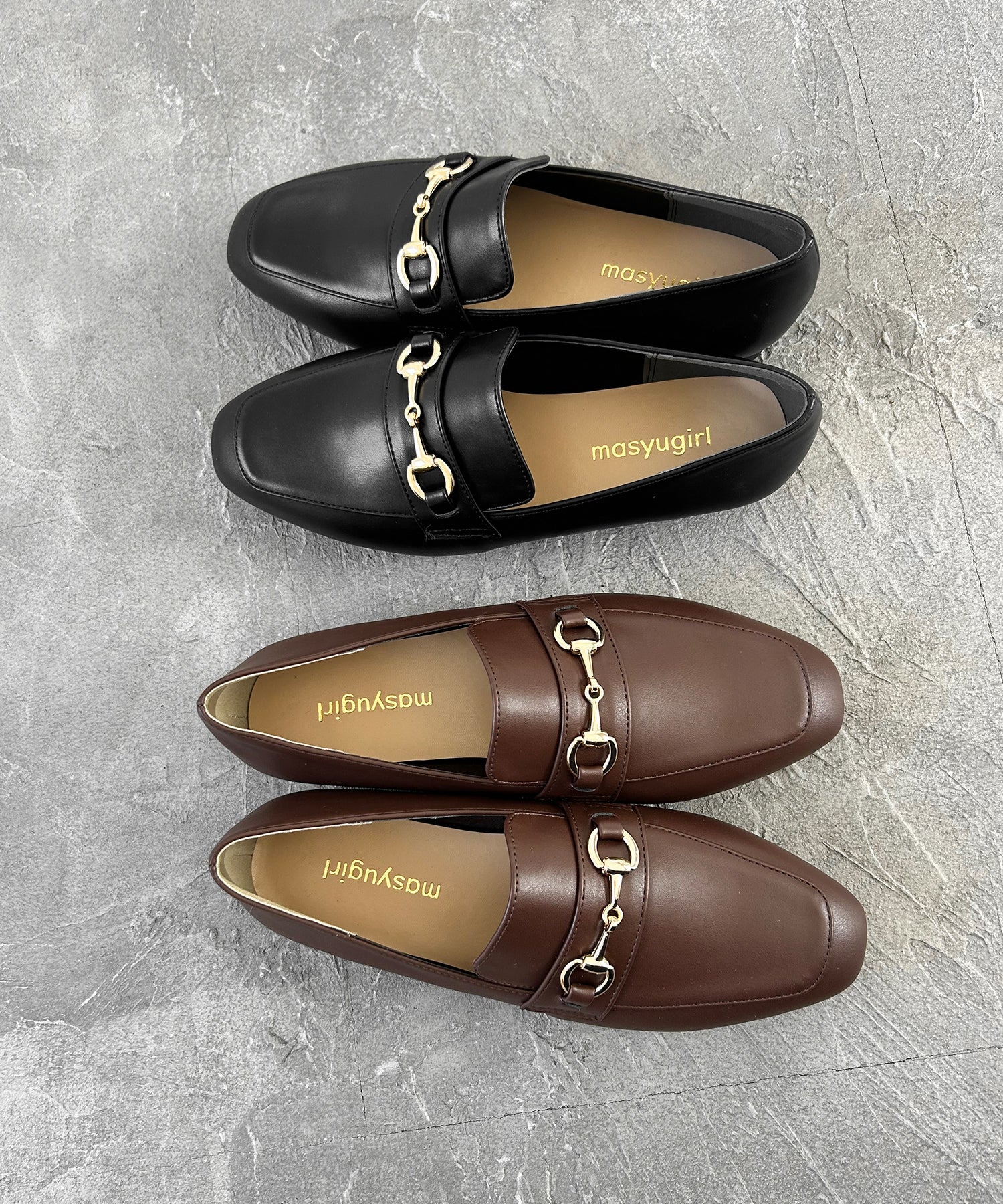 Masyugirl 【4E Wide】 Loafers with Bit / Soft Square Toe