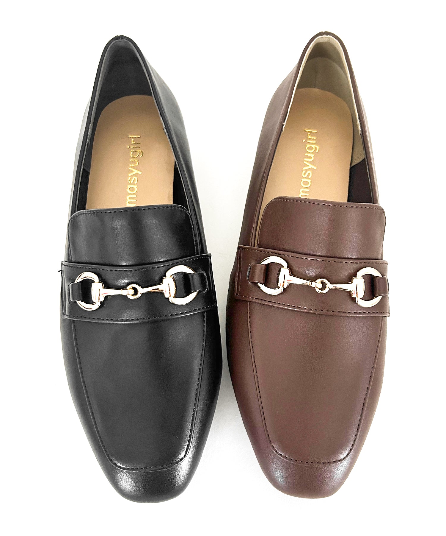 Masyugirl 【4E Wide】 Loafers with Bit / Soft Square Toe