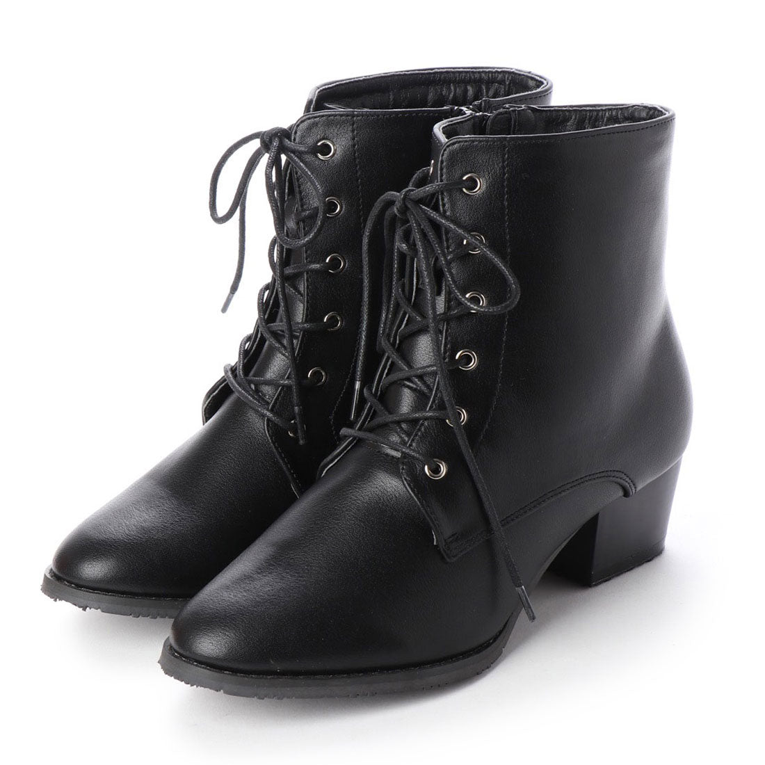 マシュガール masyugirl 【3E幅広・大きいサイズ】シンプルレースアップブーツ （ブラック） ブラック