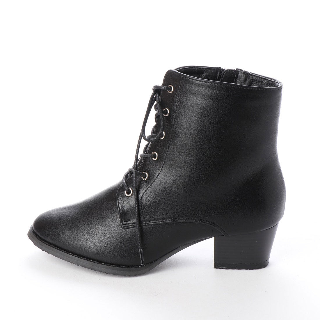 マシュガール masyugirl 【3E幅広・大きいサイズ】シンプルレースアップブーツ （ブラック） ブラック