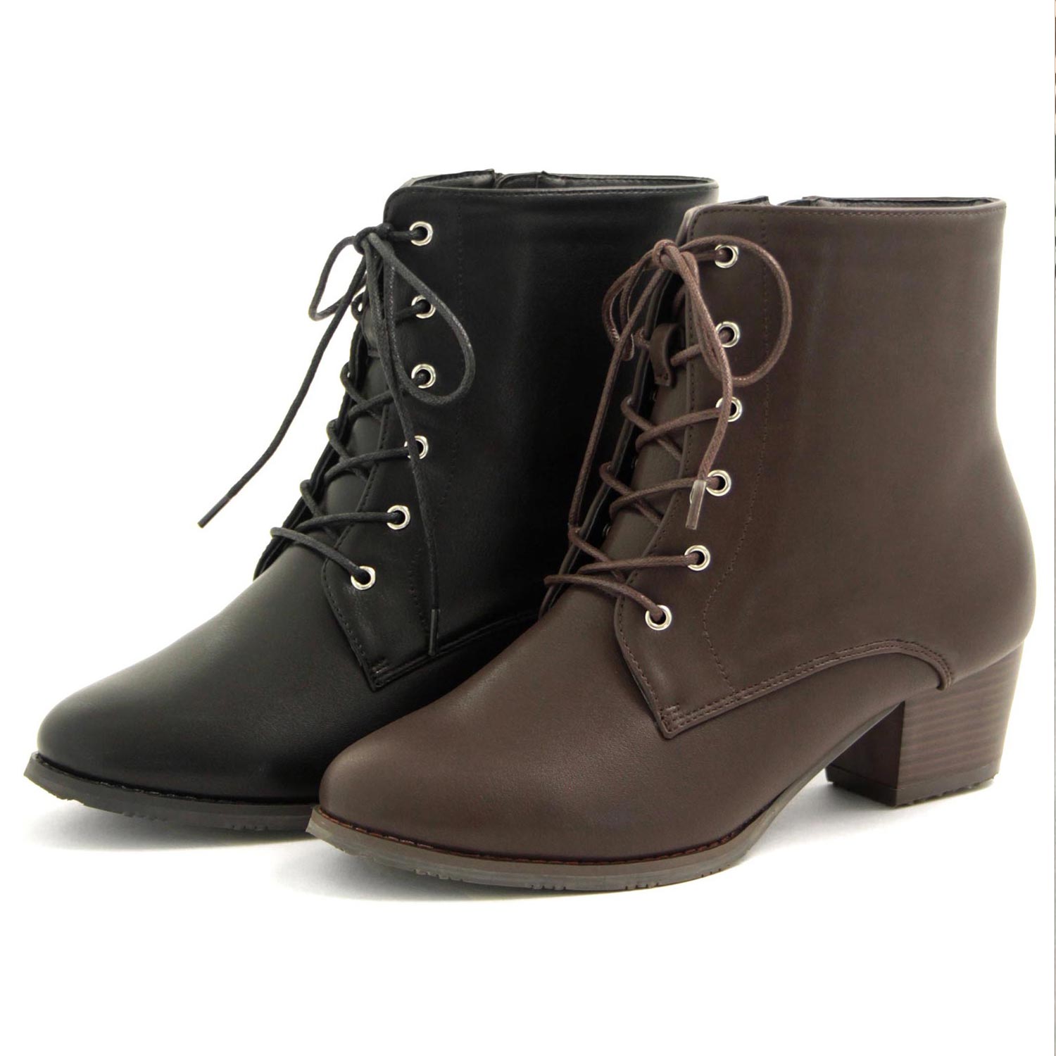 マシュガール masyugirl 【3E幅広・大きいサイズ】シンプルレースアップブーツ （ブラック） ブラック