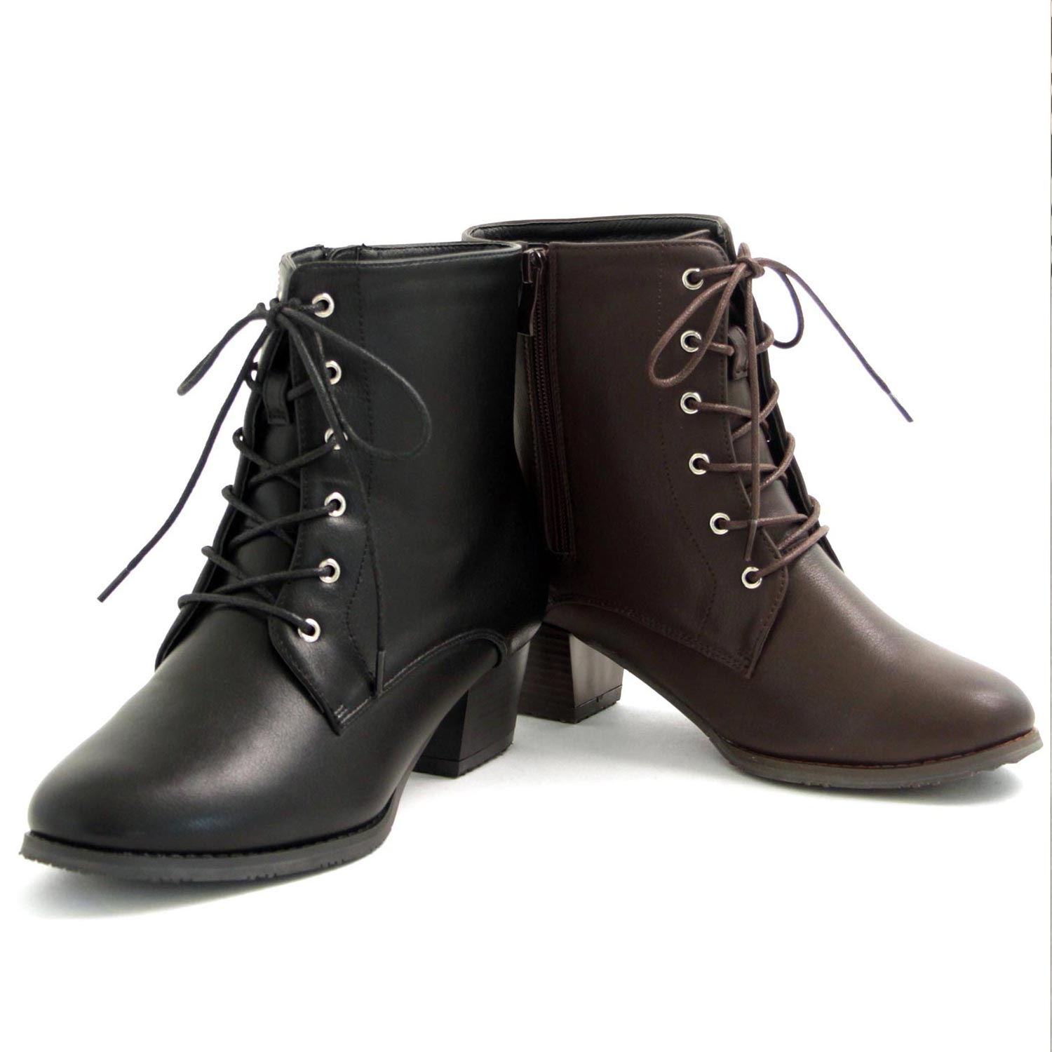 マシュガール masyugirl 【3E幅広・大きいサイズ】シンプルレースアップブーツ （ブラック） ブラック