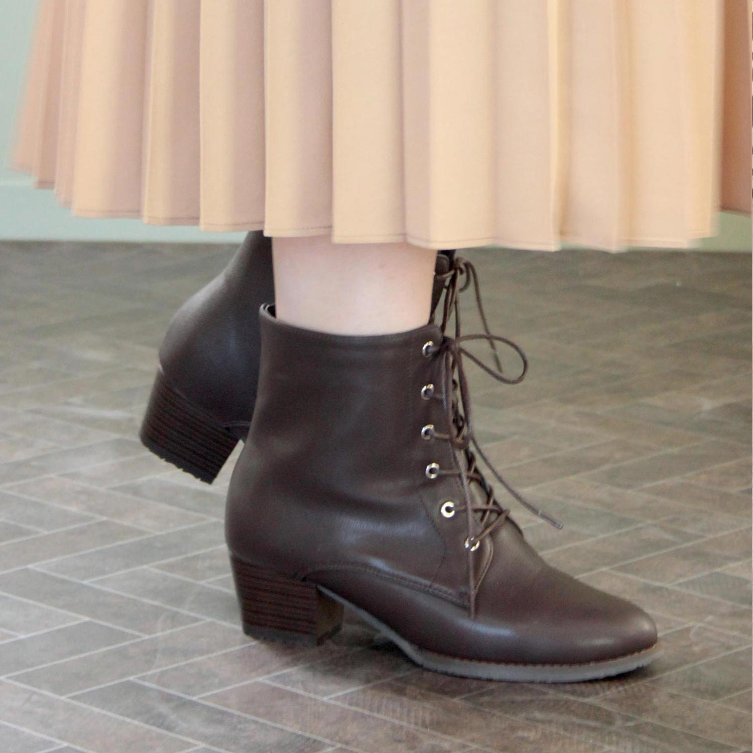 マシュガール masyugirl 【3E幅広・大きいサイズ】シンプルレースアップブーツ （ダークブラウン） ダークブラウン