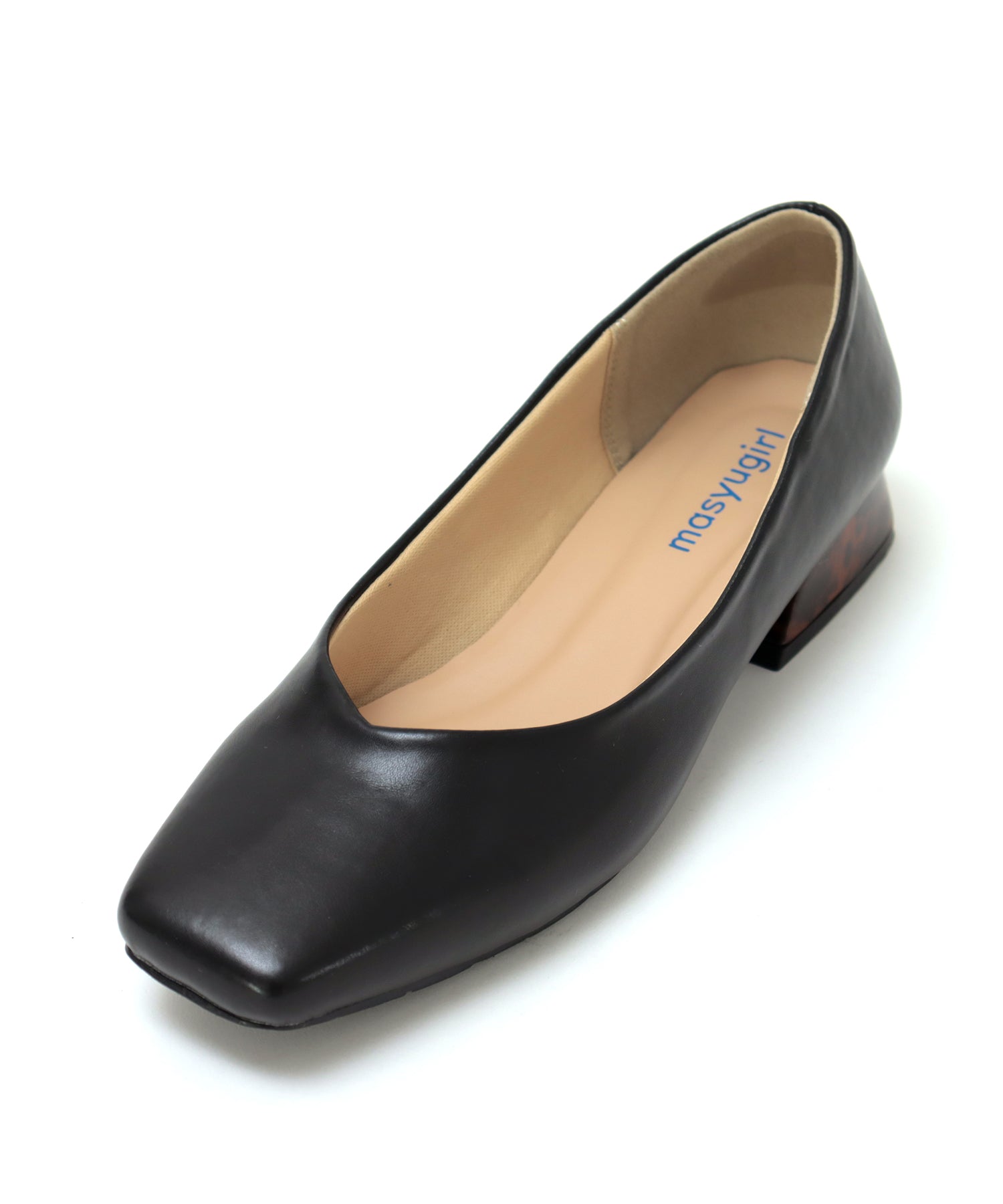 Mashugirl masyugirl [masyugirl] [4E wide/large size] [For both sunny and rainy days] Square toe flare heel pumps SOROTTO