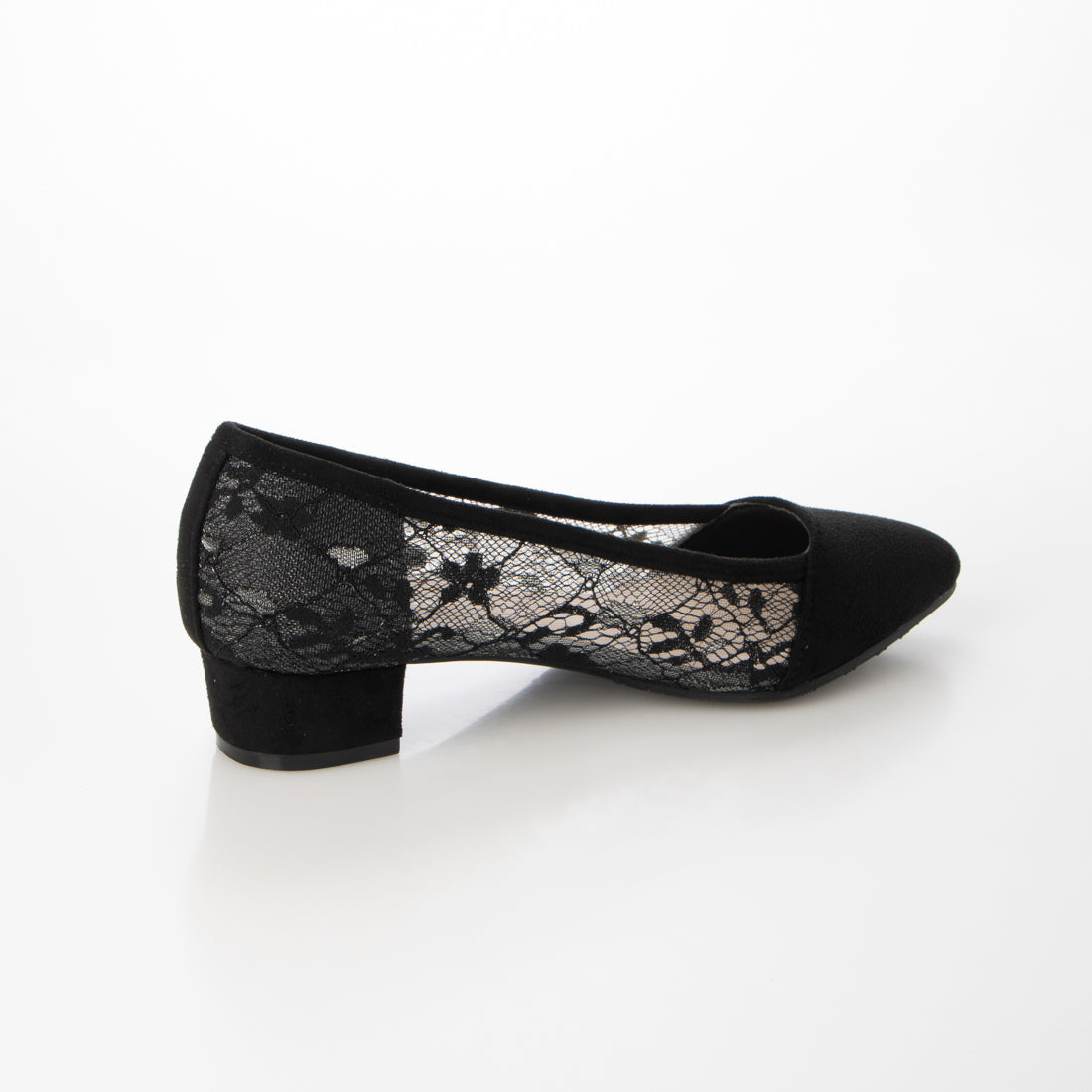 Mashugirl [4E wide/large size] Lace material pointed toe pumps