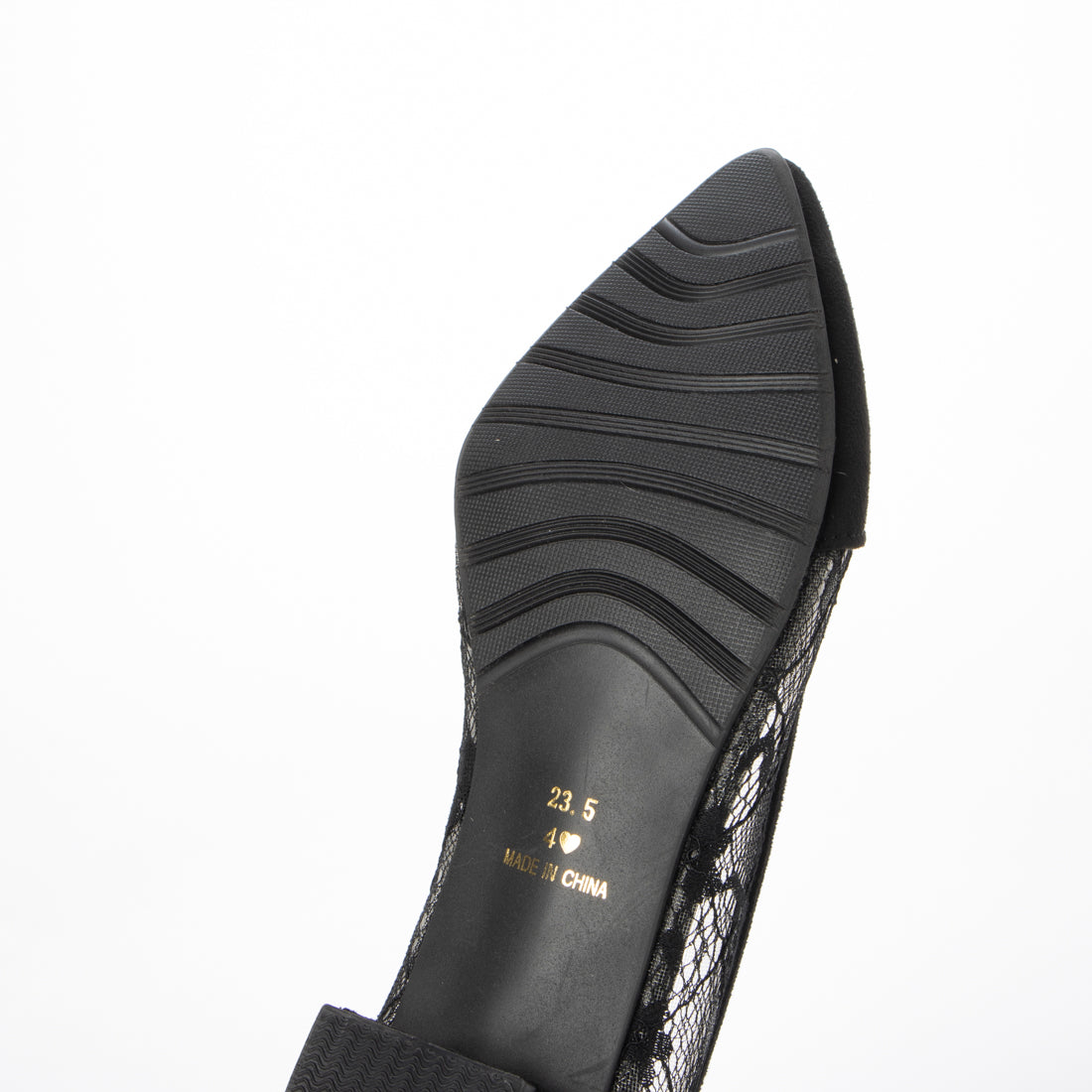 Mashugirl [4E wide/large size] Lace material pointed toe pumps