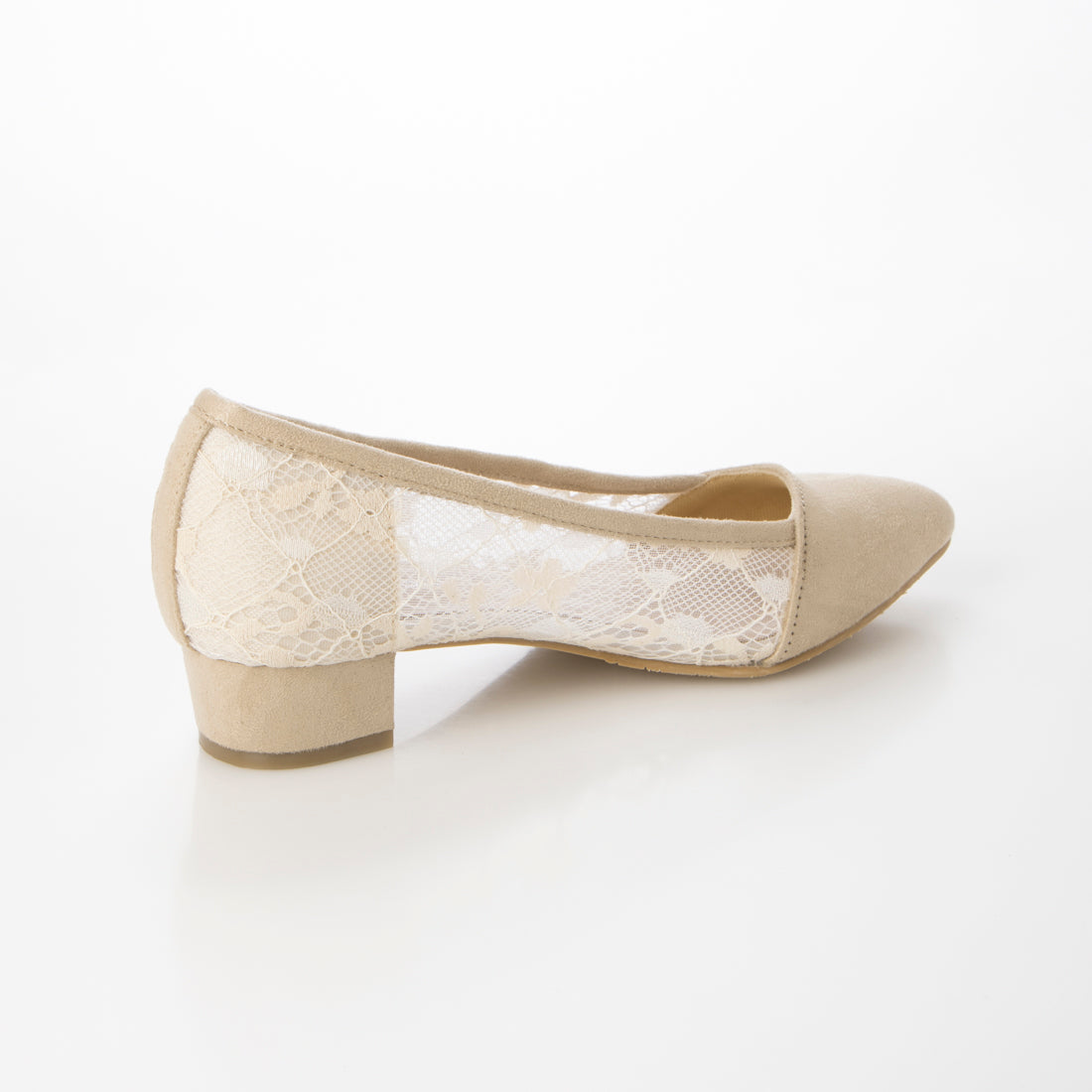 Mashugirl [4E wide/large size] Lace material pointed toe pumps