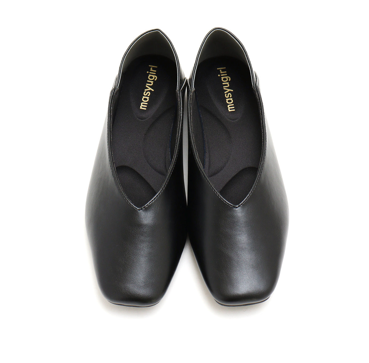 Mashugirl masyugirl [4E wide/large size] Square toe V-cut flat pumps