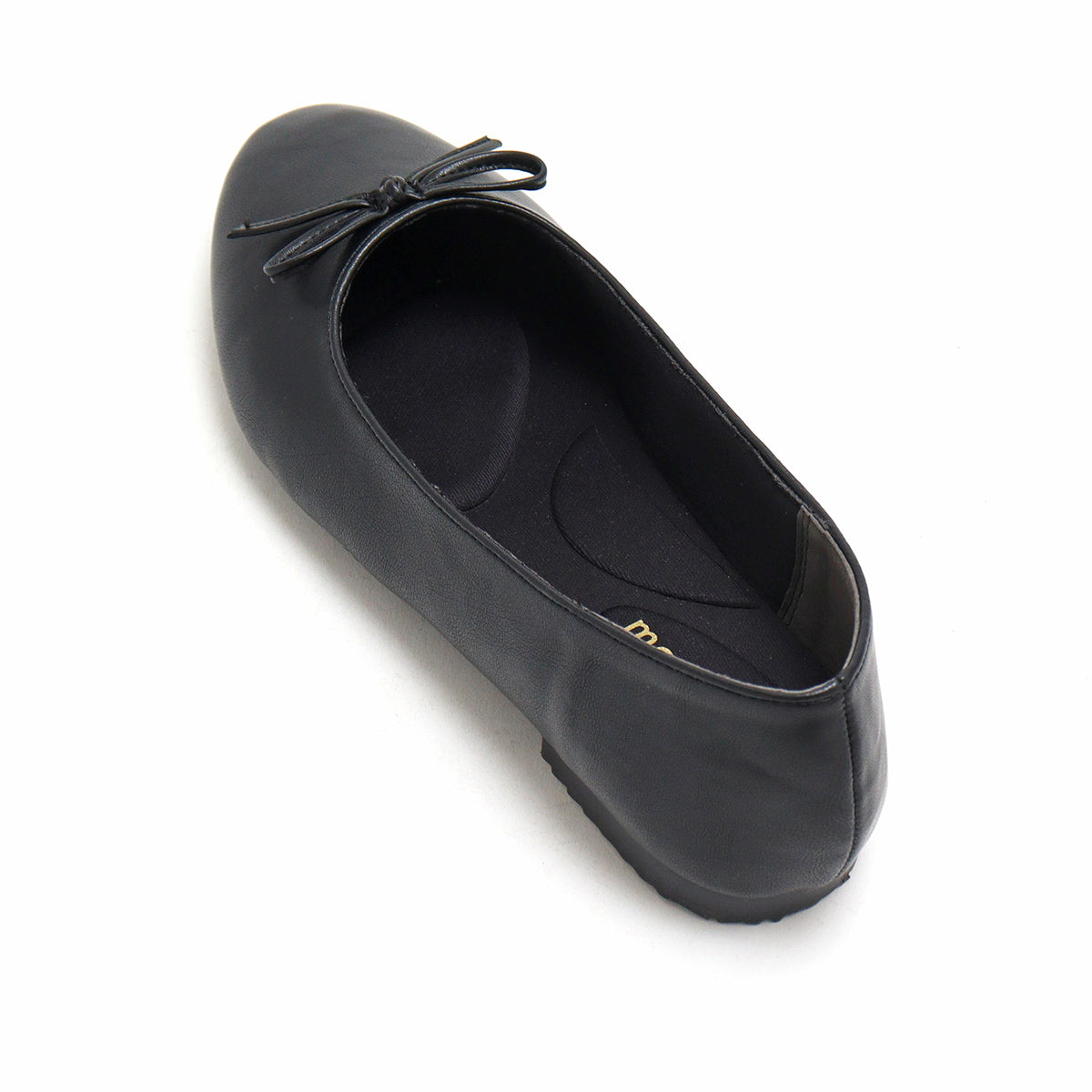 Mashugirl [4E wide/large size] Round toe flat ballet shoes with ribbon