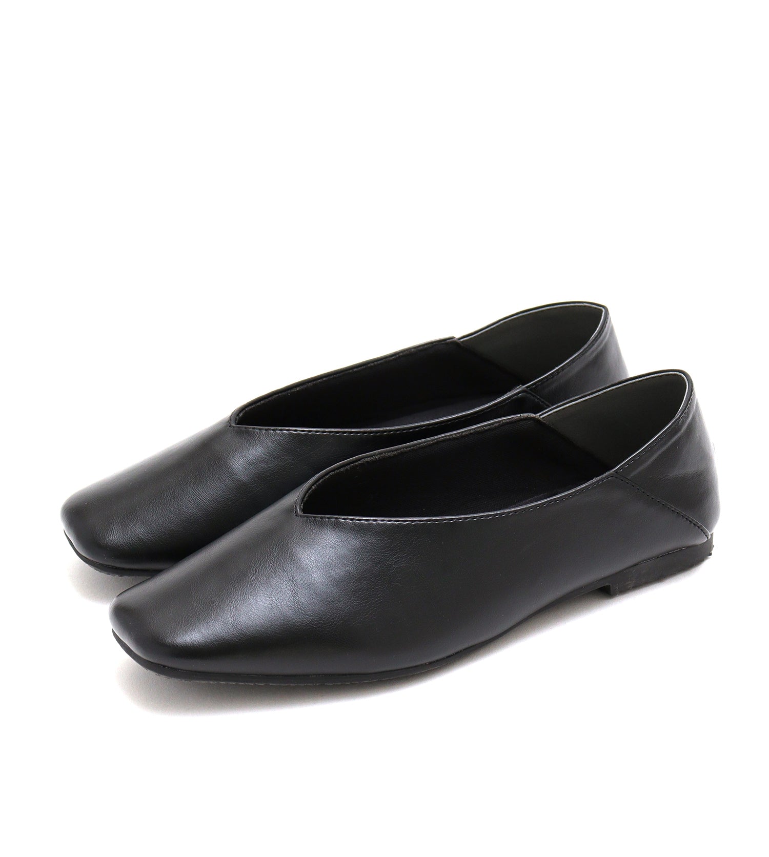 Mashugirl masyugirl [4E wide/large size] Square toe V-cut flat pumps