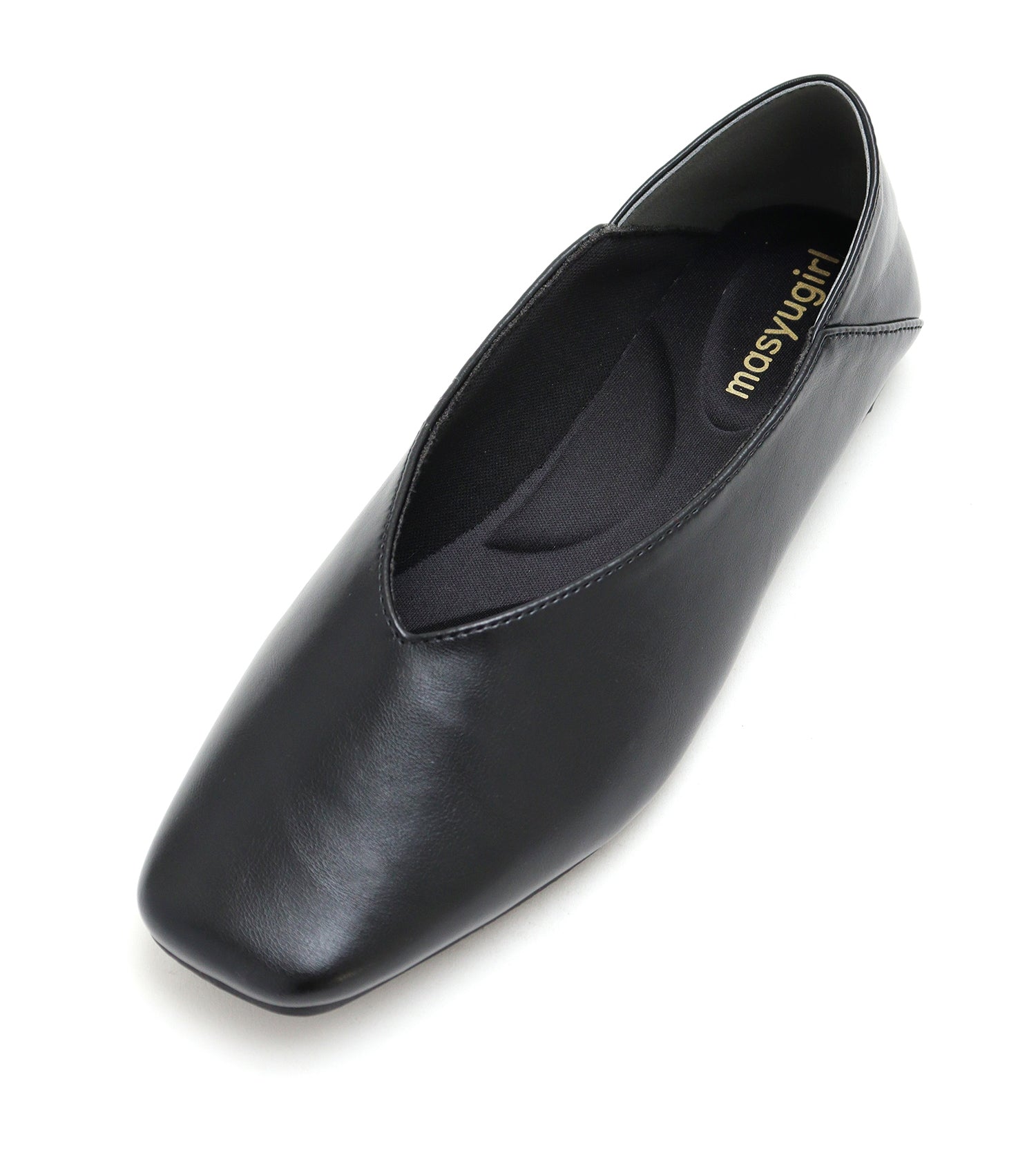 Mashugirl masyugirl [4E wide/large size] Square toe V-cut flat pumps