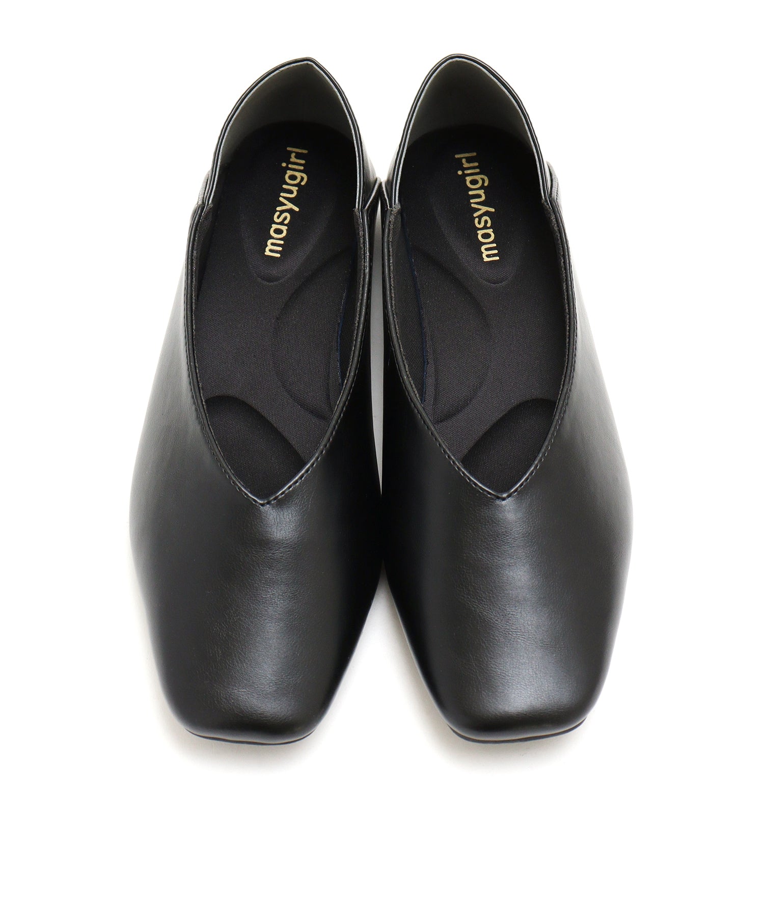 Mashugirl masyugirl [4E wide/large size] Square toe V-cut flat pumps