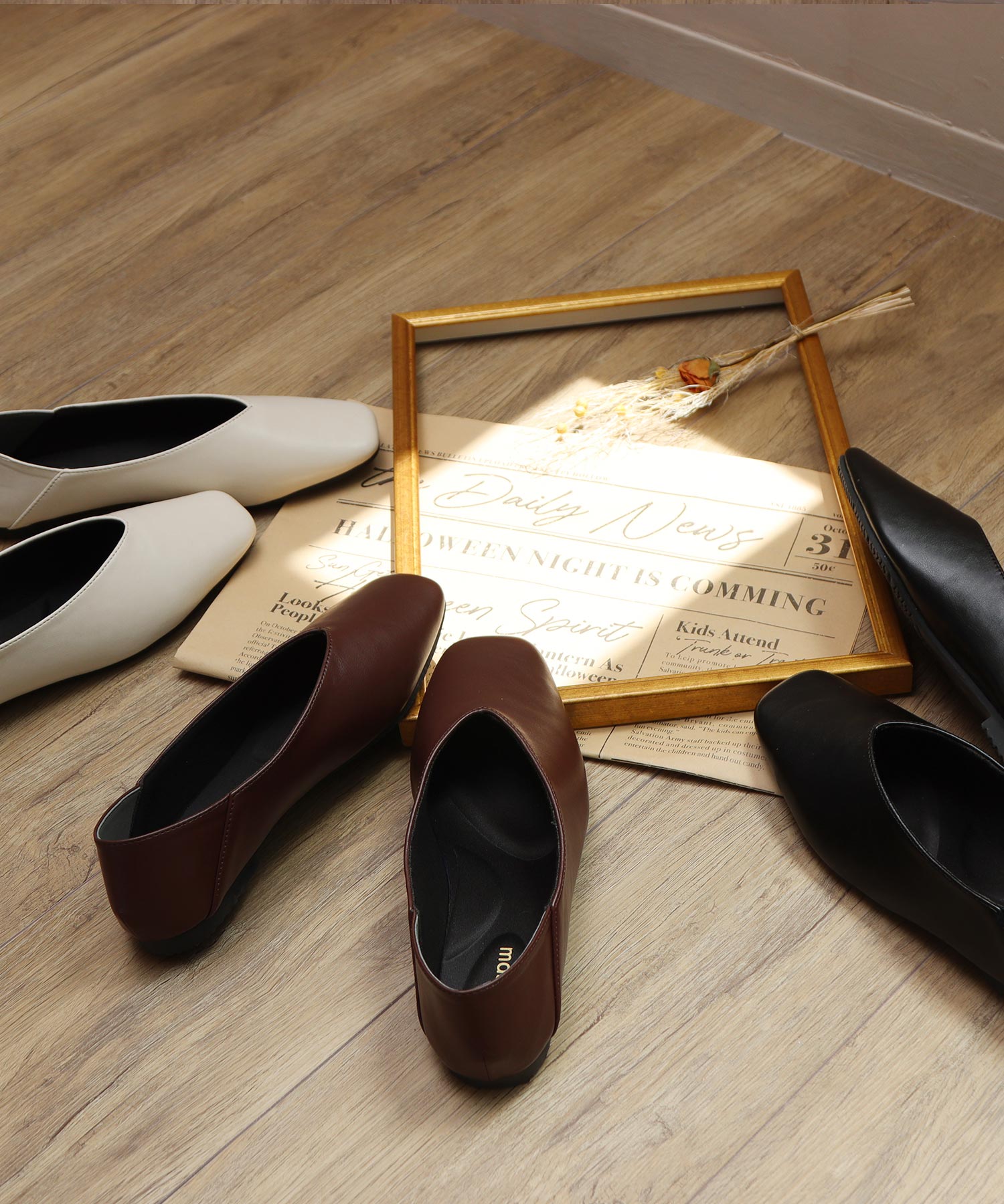 Mashugirl masyugirl [4E wide/large size] Square toe V-cut flat pumps