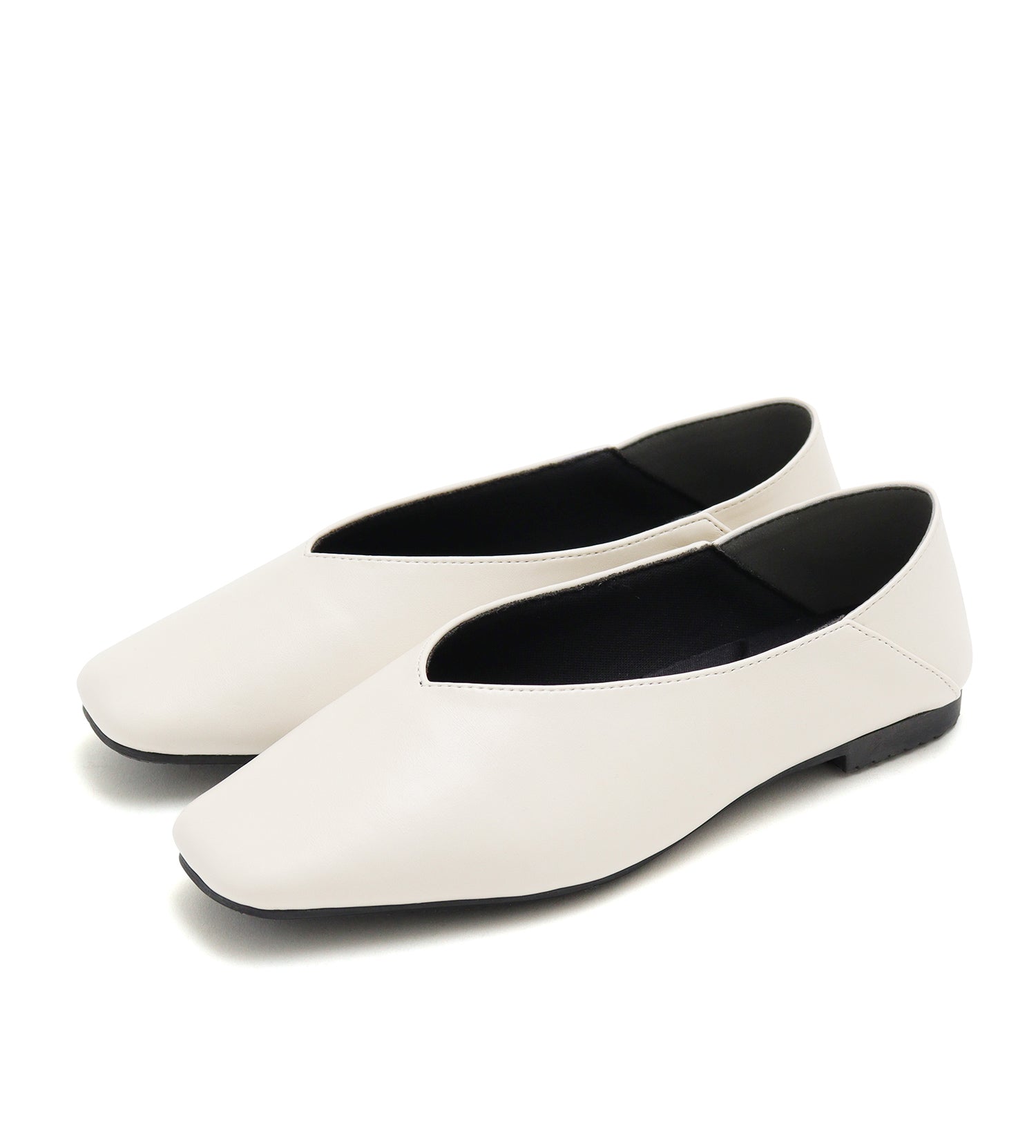 Mashugirl masyugirl [4E wide/large size] Square toe V-cut flat pumps