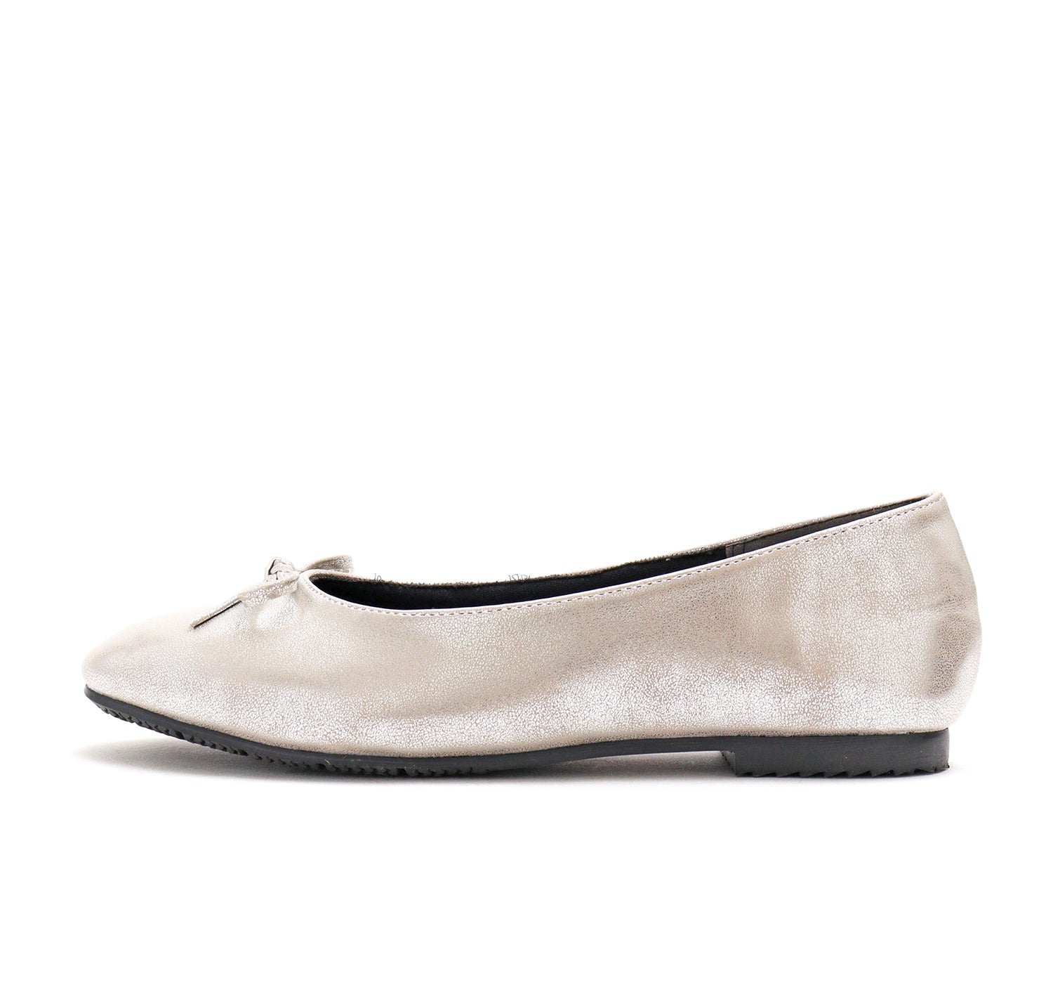 Mashugirl [4E wide/large size] Round toe flat ballet shoes with ribbon