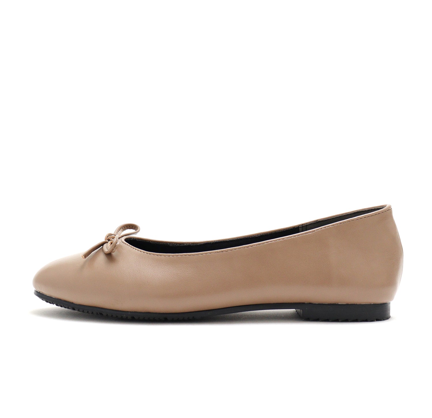 Mashugirl [4E wide/large size] Round toe flat ballet shoes with ribbon