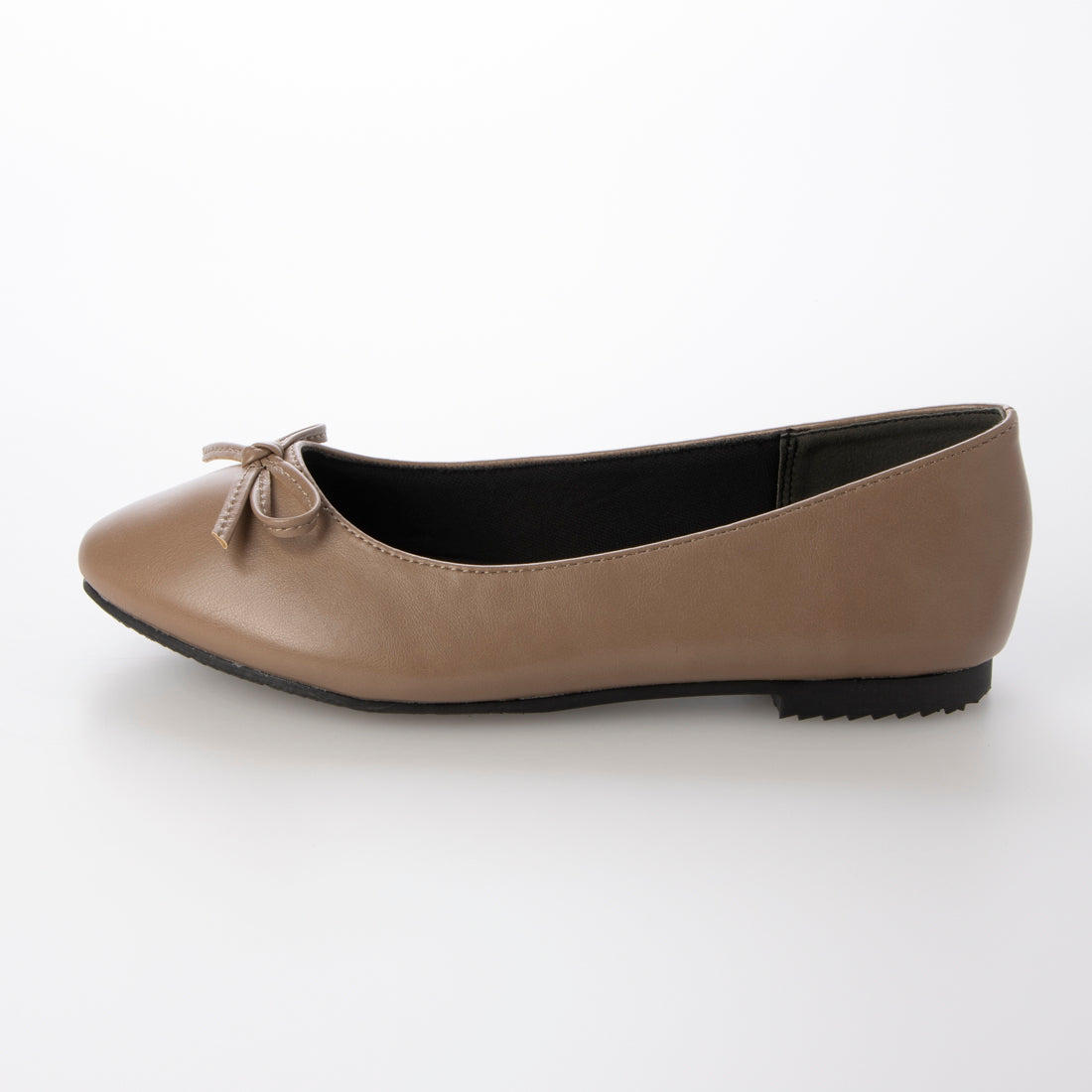 Mashugirl [4E wide/large size] Round toe flat ballet shoes with ribbon