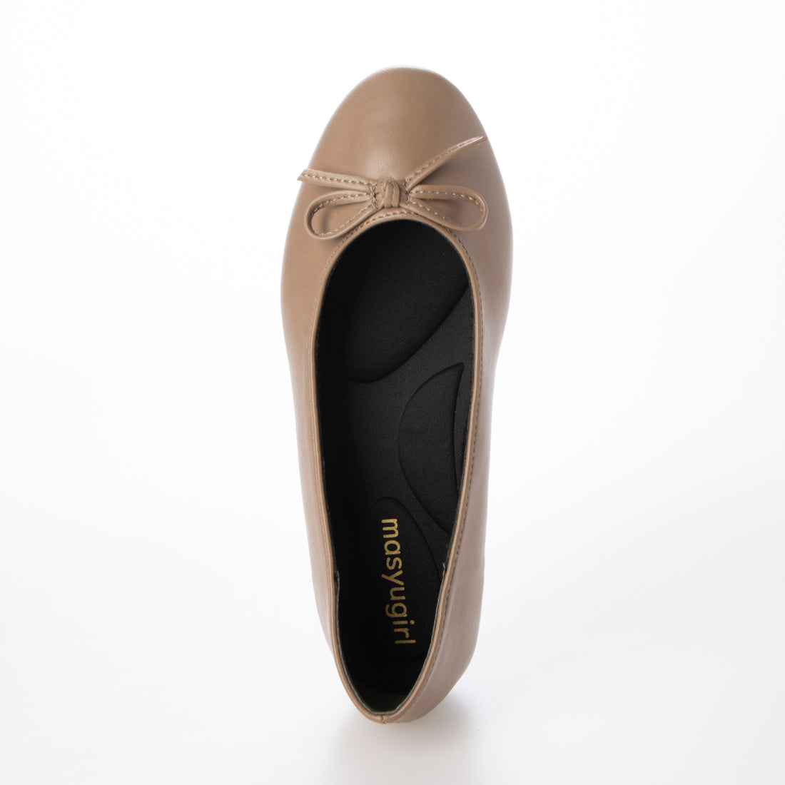 Mashugirl [4E wide/large size] Round toe flat ballet shoes with ribbon