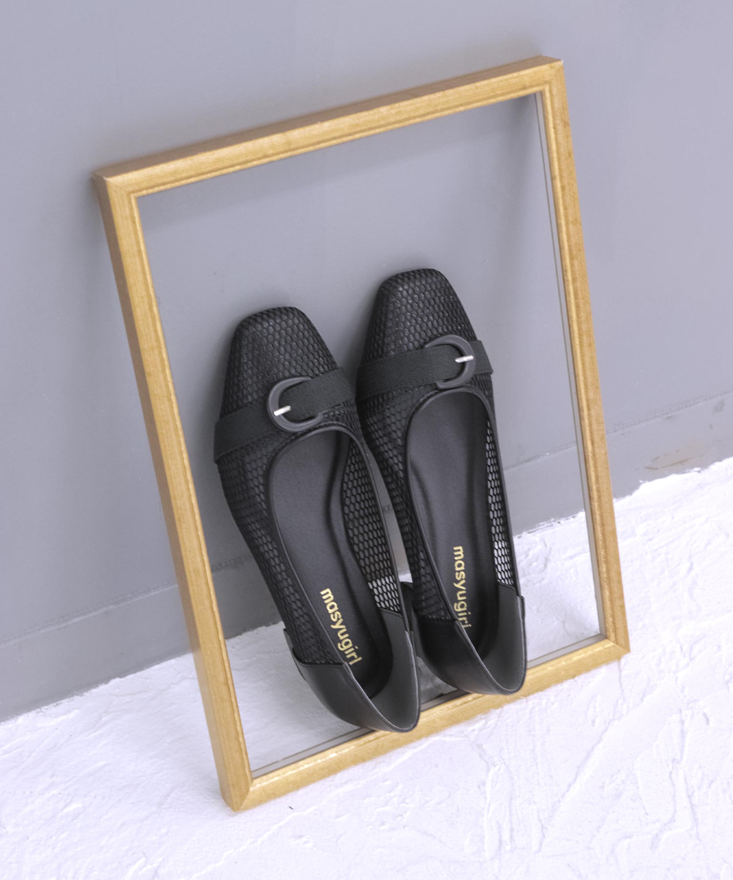 Mashugirl masyugirl [4E wide/large size] 2.5cm heel mesh pumps