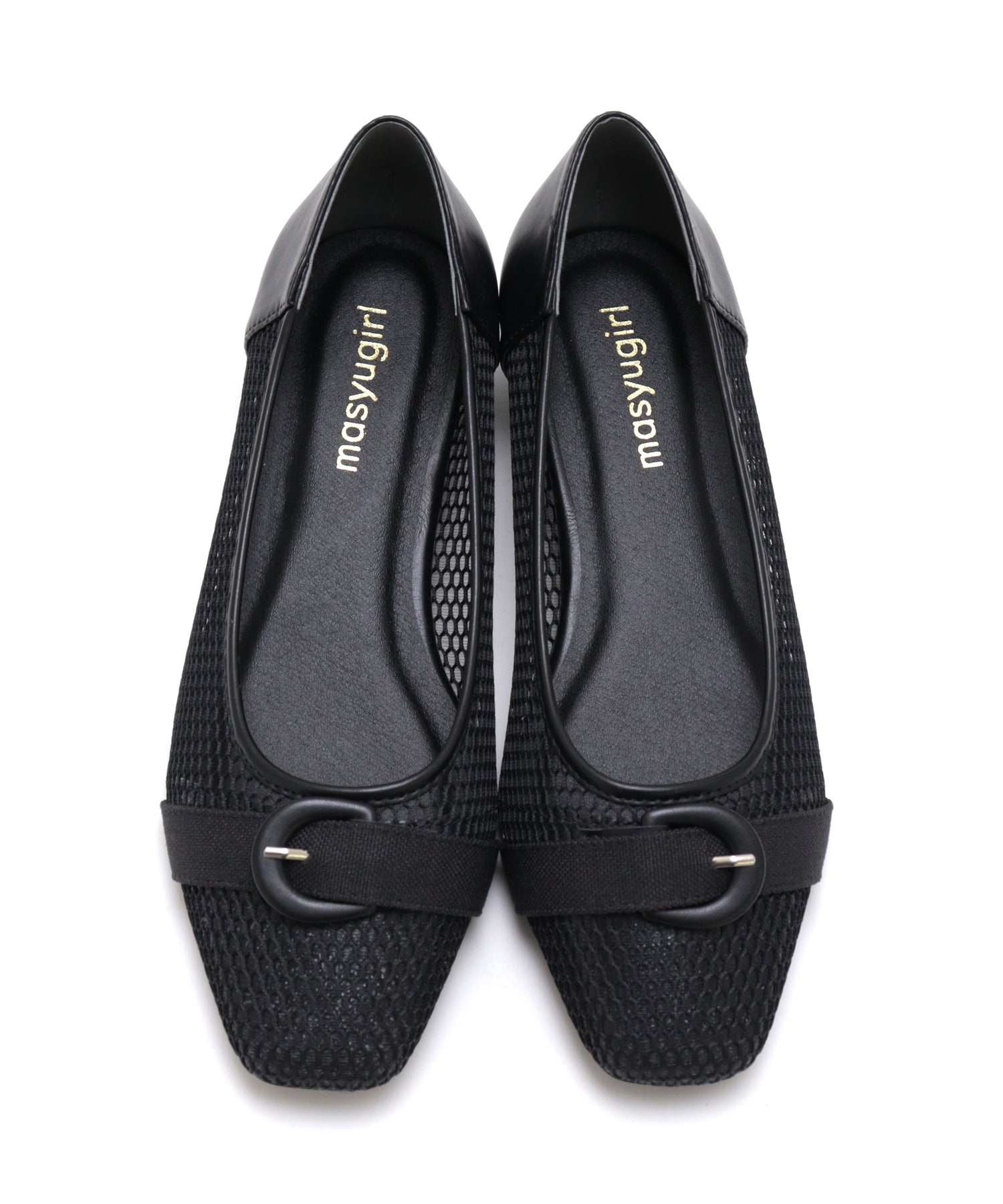 Mashugirl masyugirl [4E wide/large size] 2.5cm heel mesh pumps