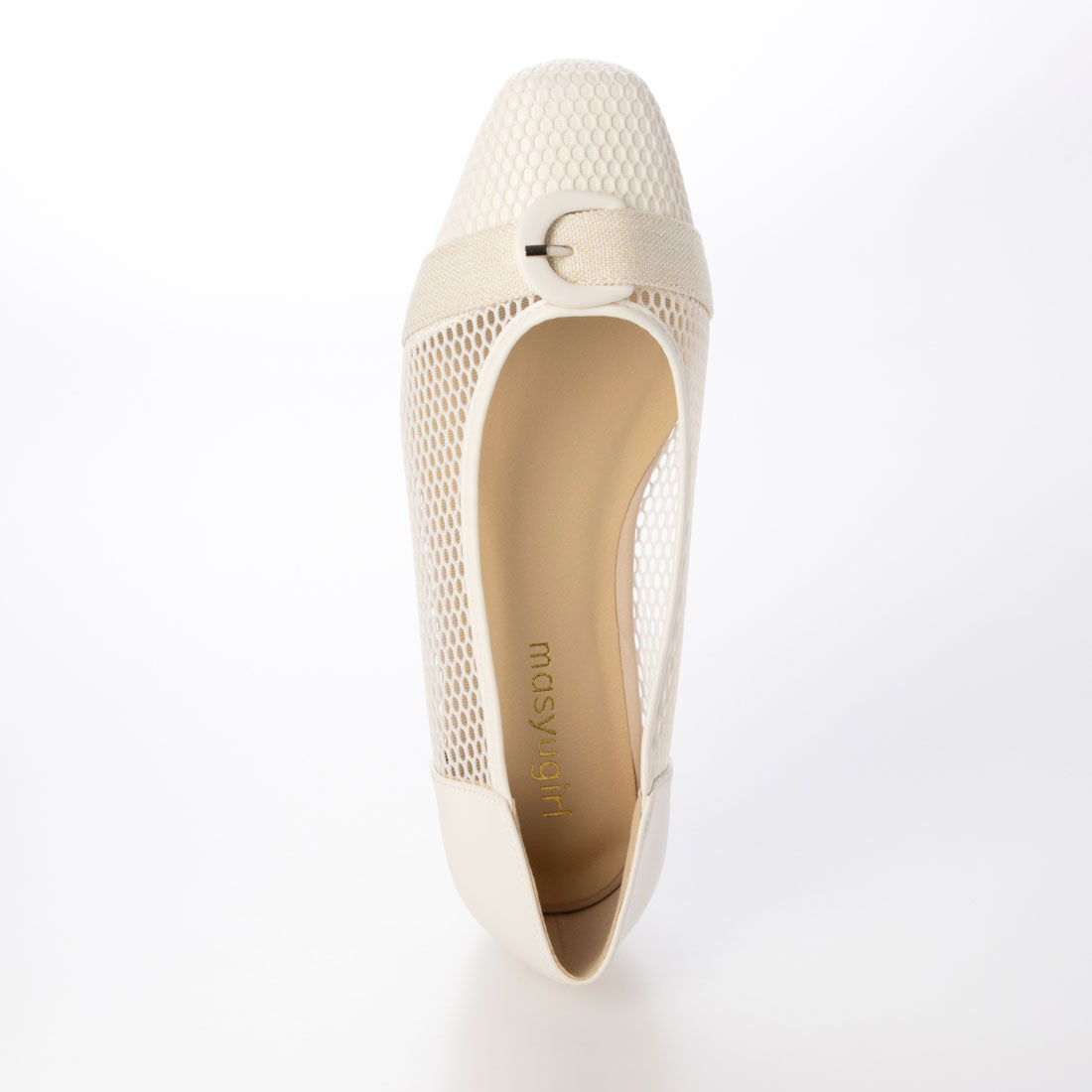 Mashugirl masyugirl [4E wide/large size] 2.5cm heel mesh pumps