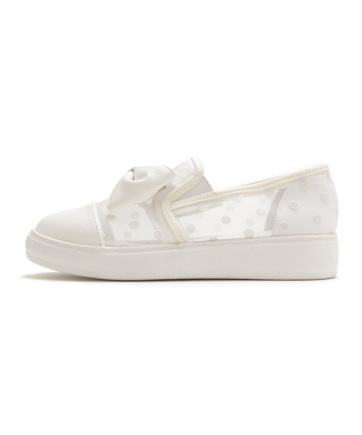Masyugirl Large Size [Lightweight] Slip-on Sneakers with Dot Pattern and Ribbon