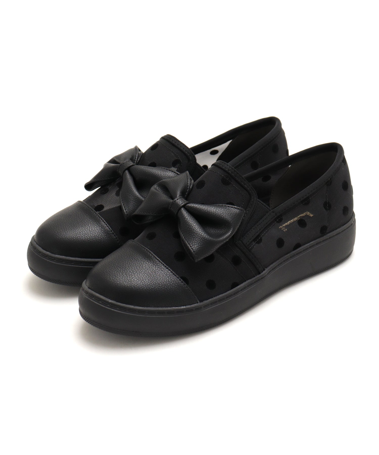 Masyugirl Large Size [Lightweight] Slip-on Sneakers with Dot Pattern and Ribbon