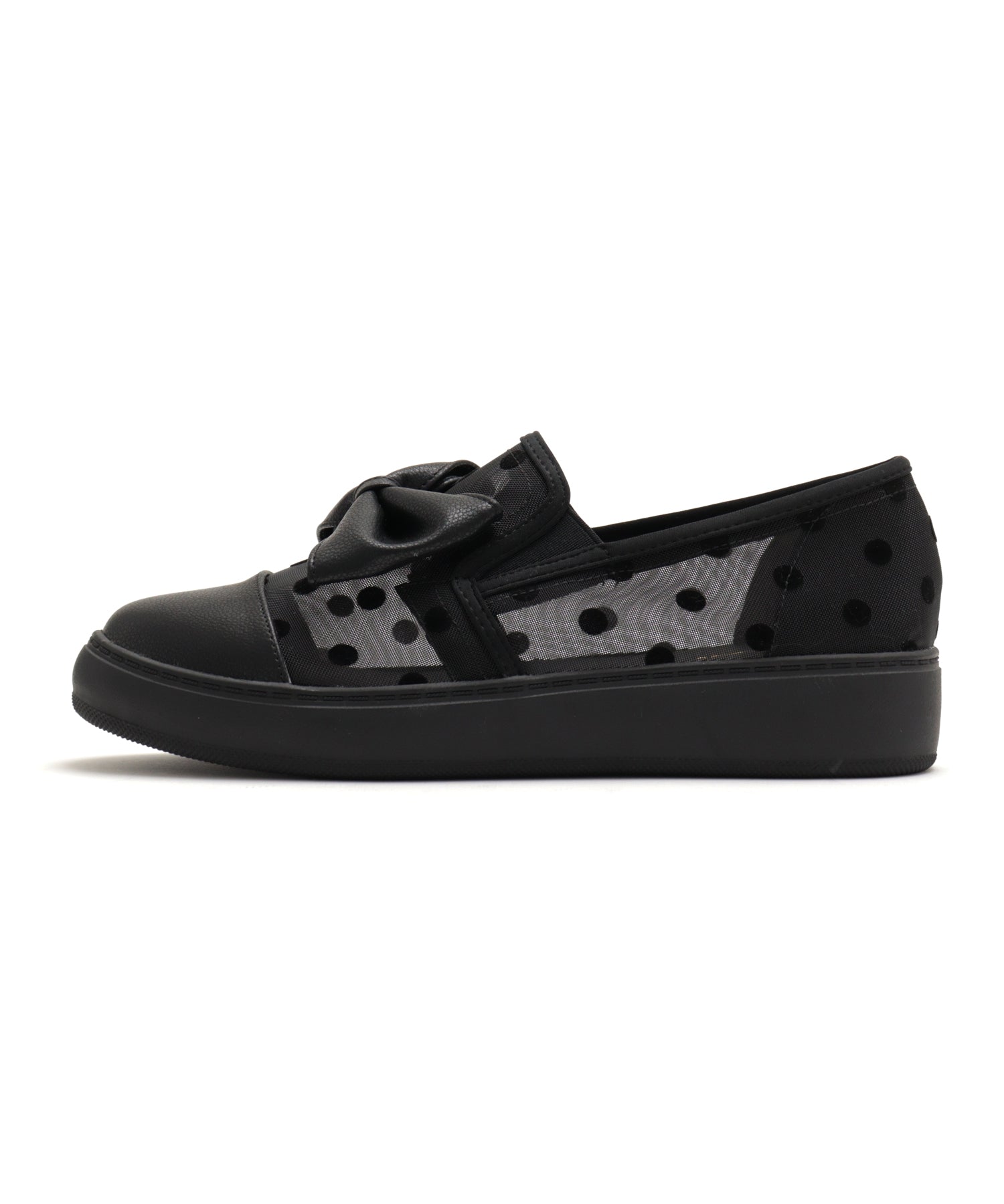 Masyugirl Large Size [Lightweight] Slip-on Sneakers with Dot Pattern and Ribbon