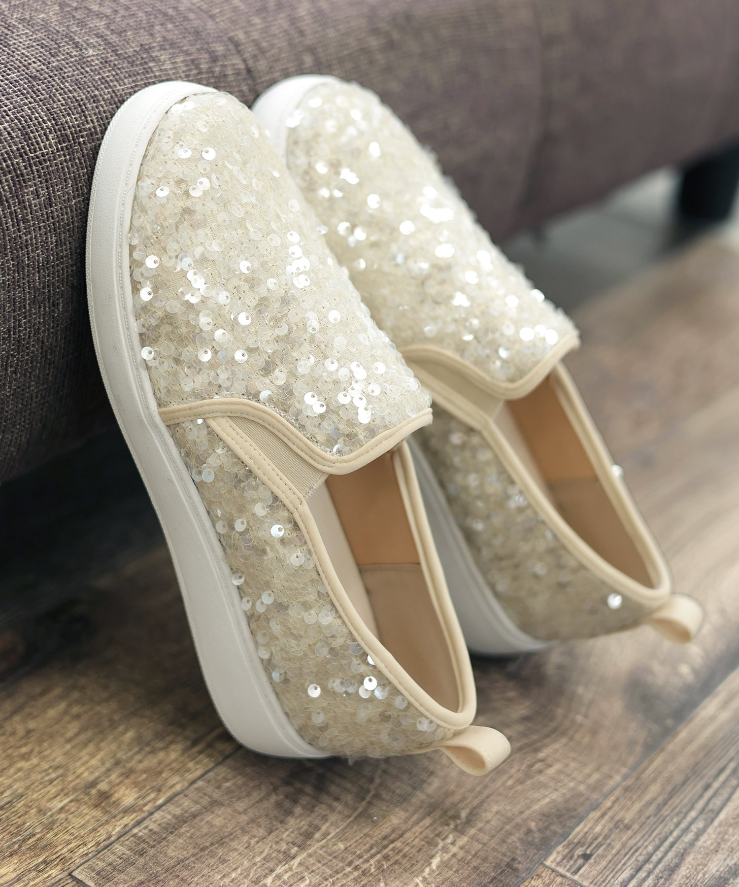 Masyugirl Large Size Sequin Slip-On Sneakers