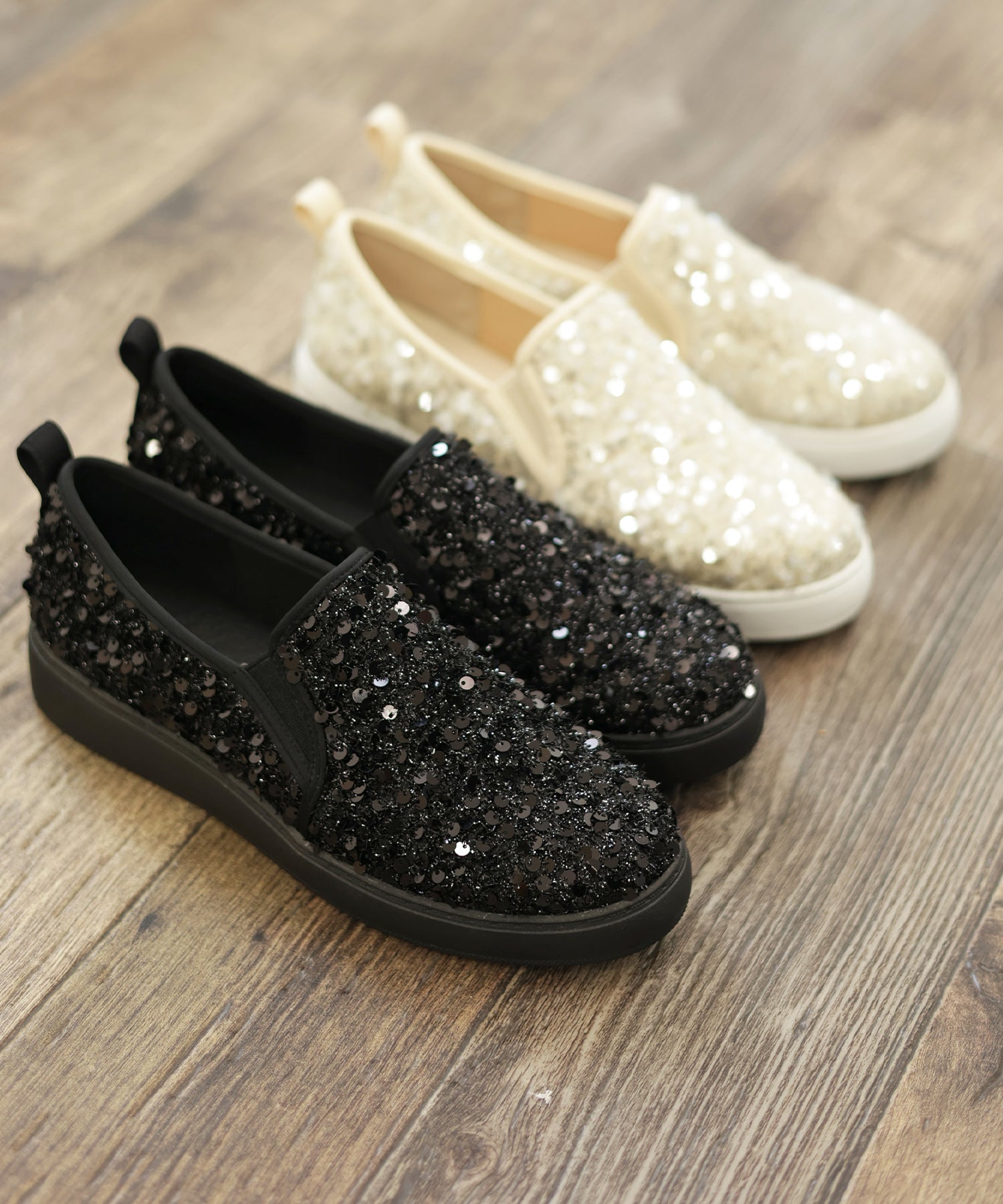 Masyugirl Large Size Sequin Slip-On Sneakers