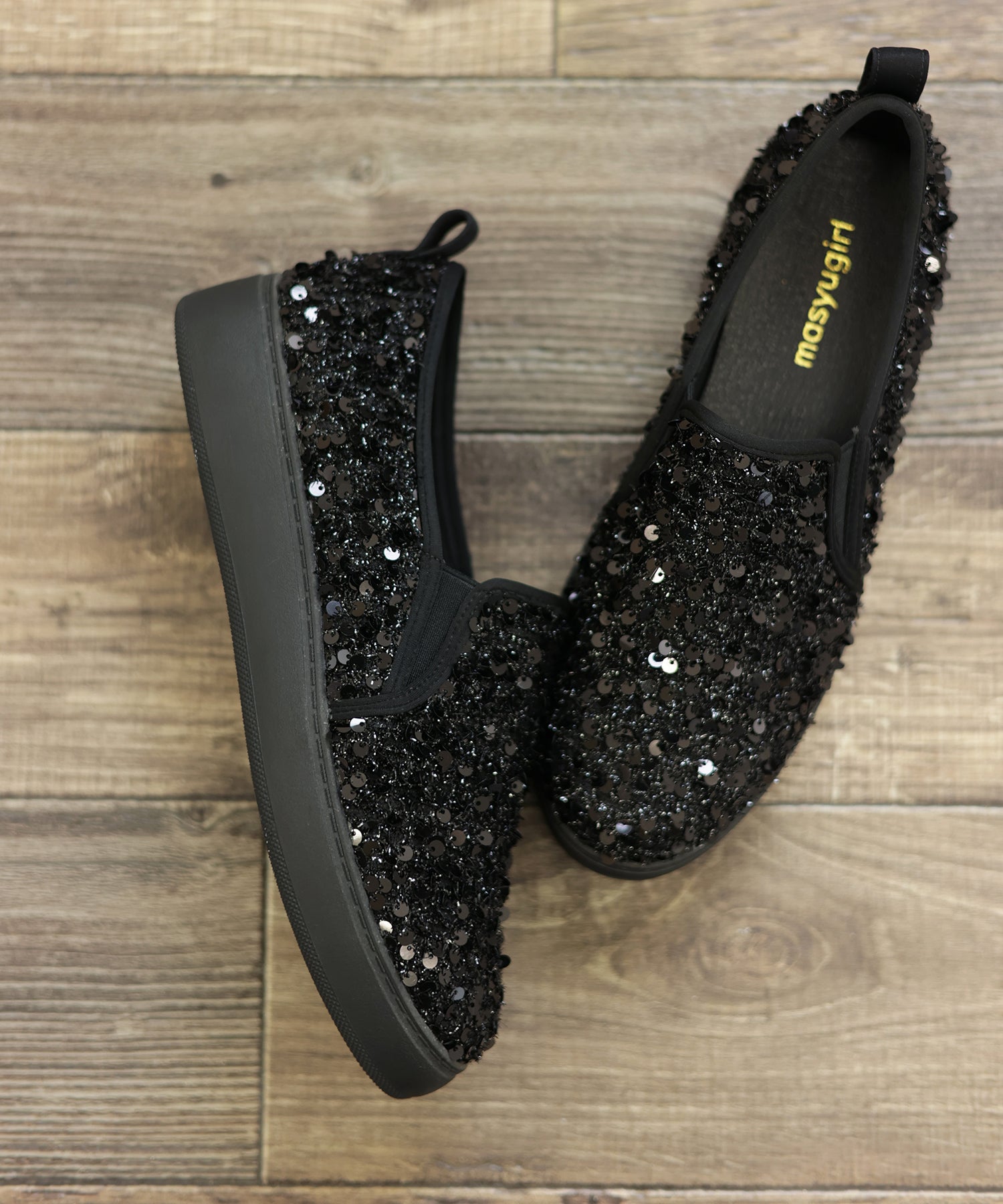 Masyugirl Large Size Sequin Slip-On Sneakers
