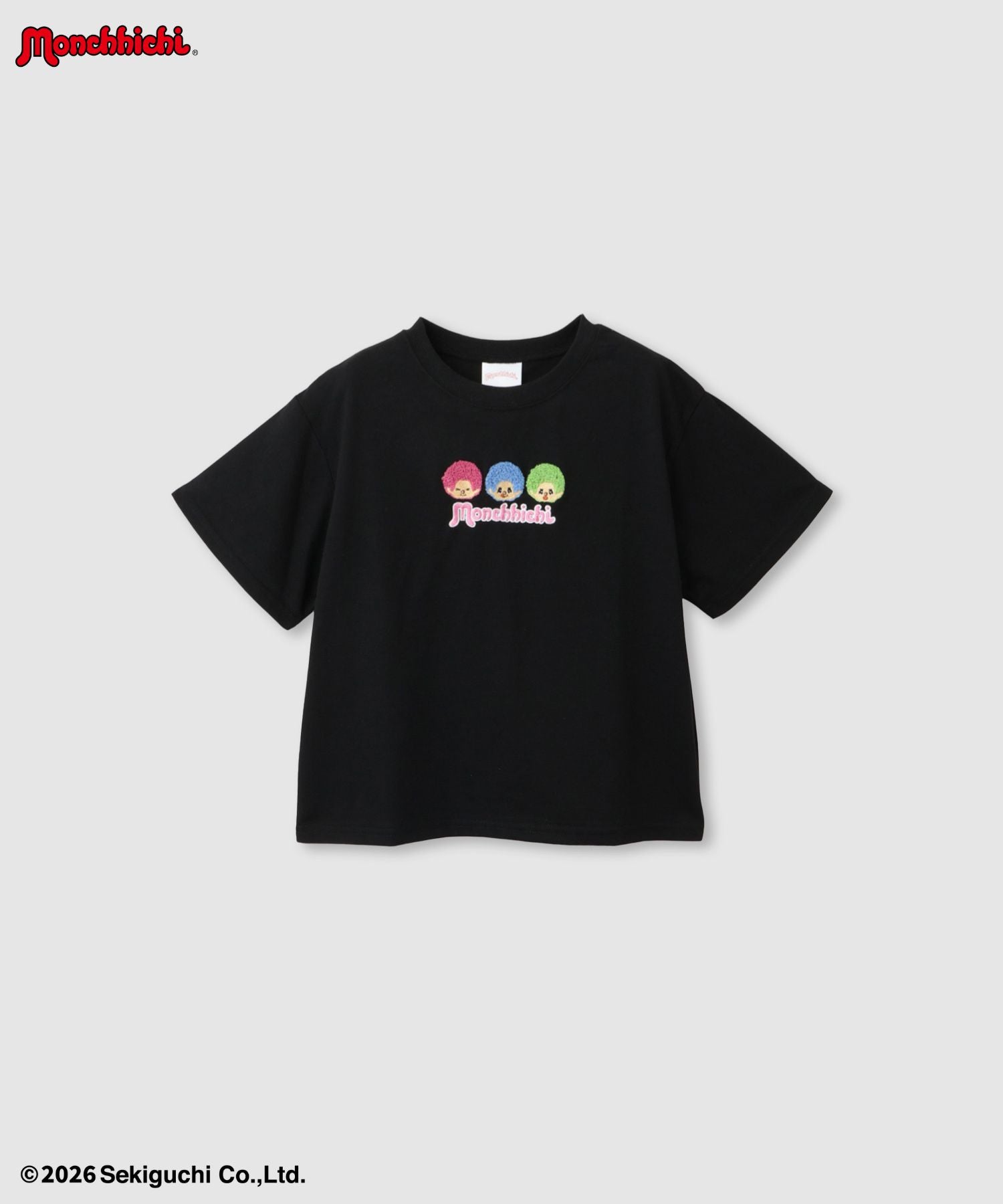 マックハウス Mac-House モンチッチ サガラ刺繍Tシャツ （ブラック） ブラック