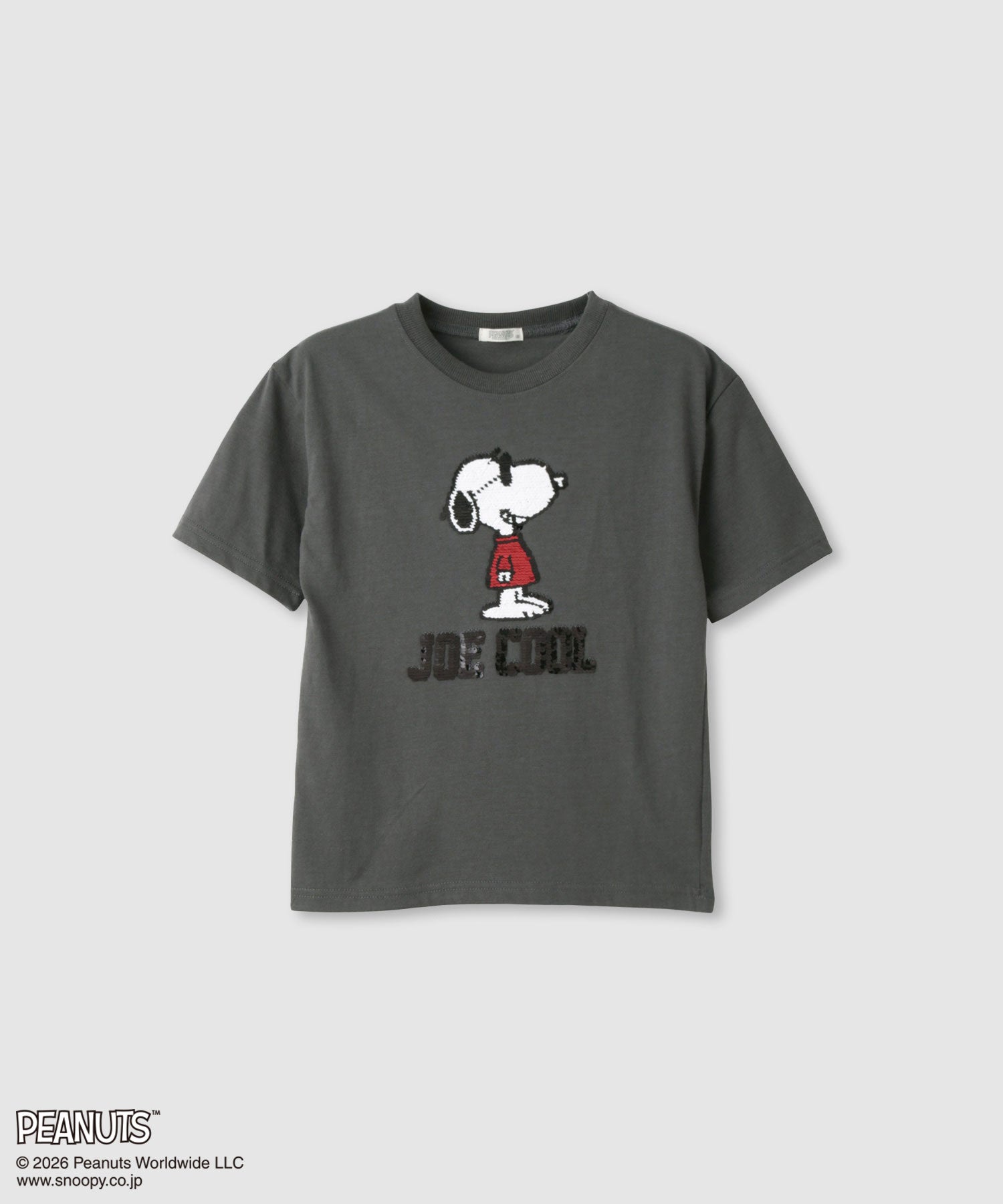 マックハウス Mac-House PEANUTS SNOOPY スパンコールTシャツ （チャコール） チャコール