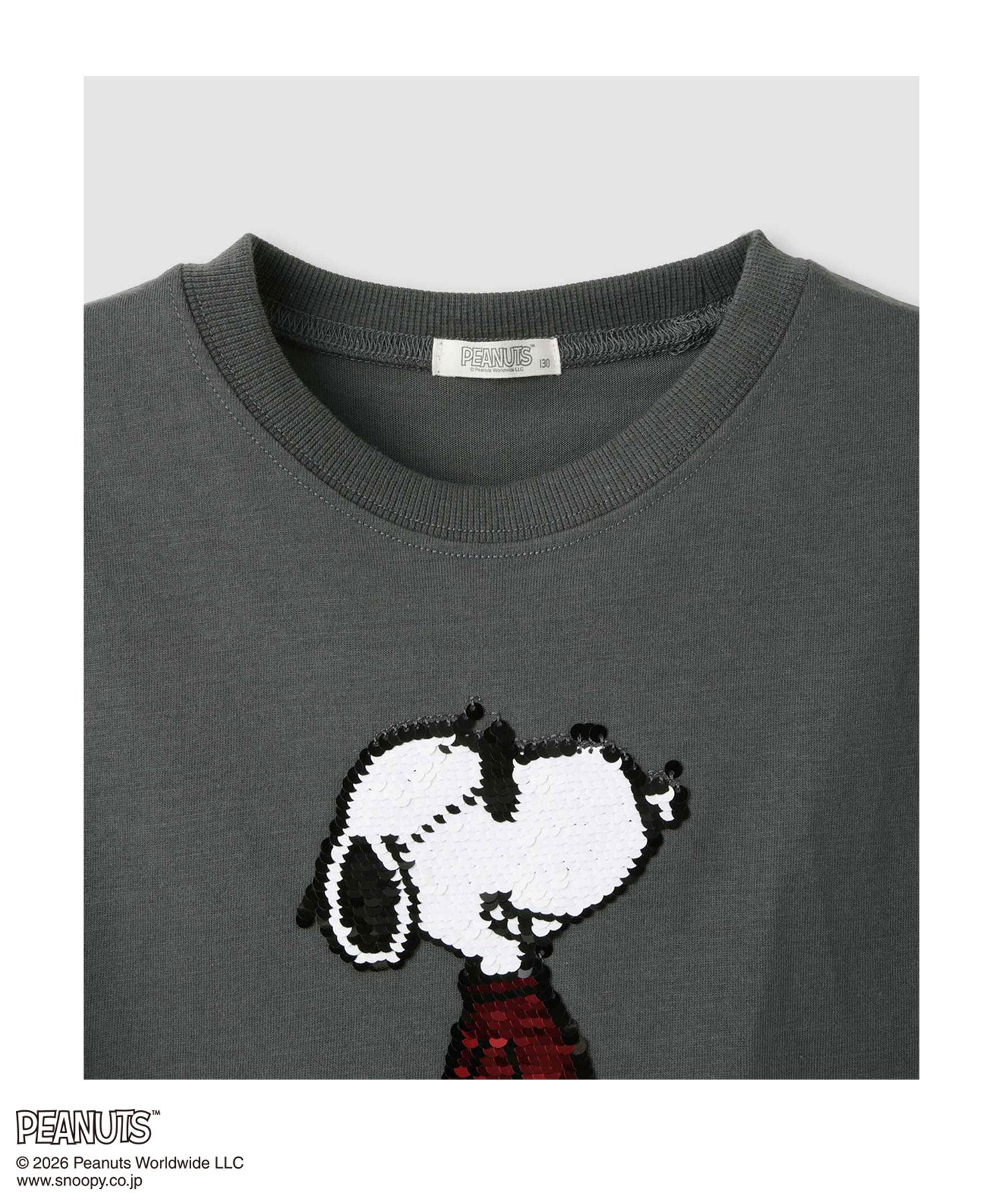 マックハウス Mac-House PEANUTS SNOOPY スパンコールTシャツ （チャコール） チャコール