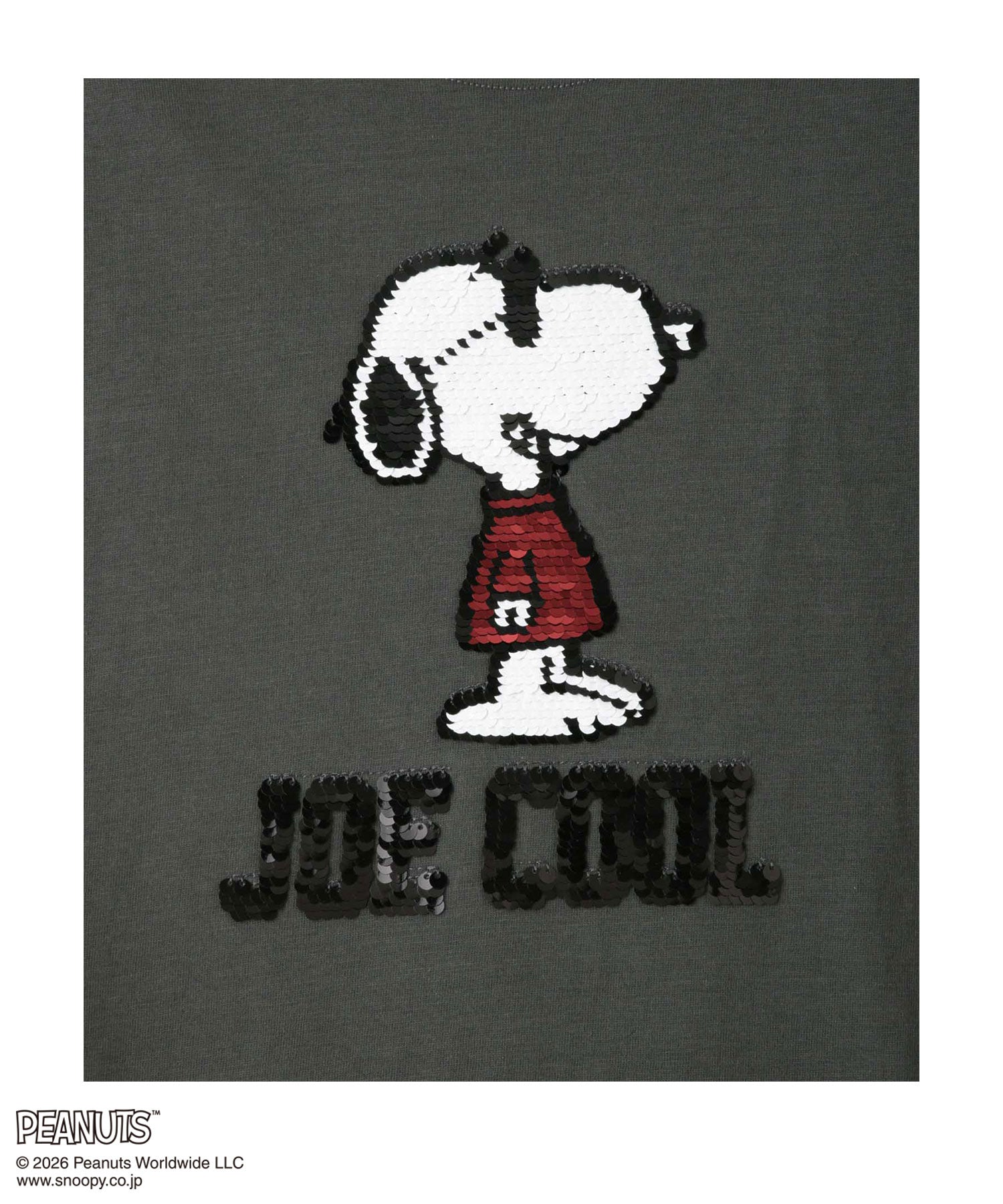 マックハウス Mac-House PEANUTS SNOOPY スパンコールTシャツ （チャコール） チャコール