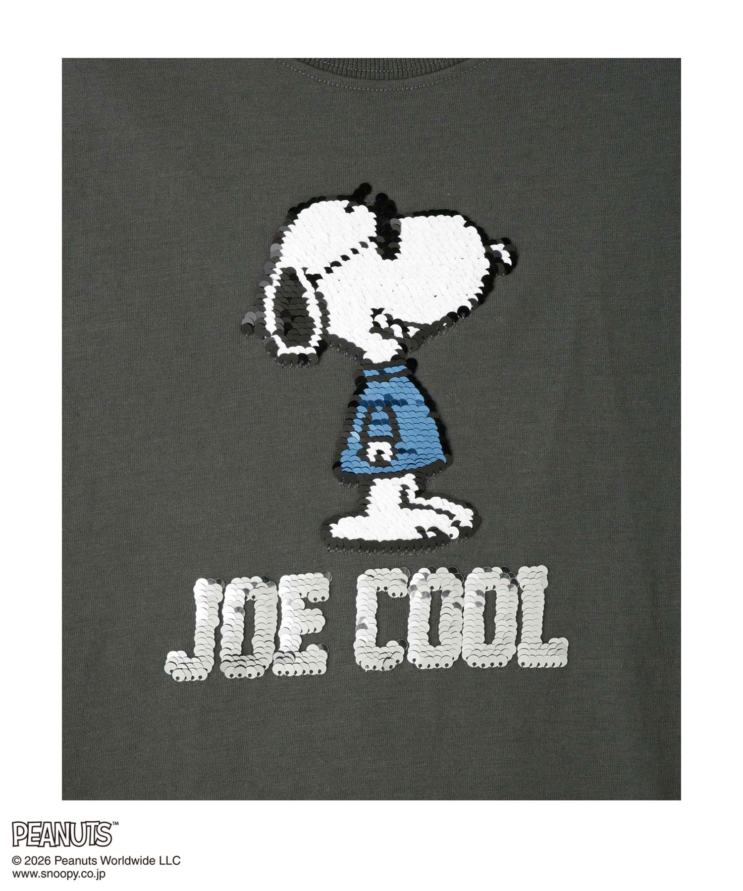マックハウス Mac-House PEANUTS SNOOPY スパンコールTシャツ （チャコール） チャコール