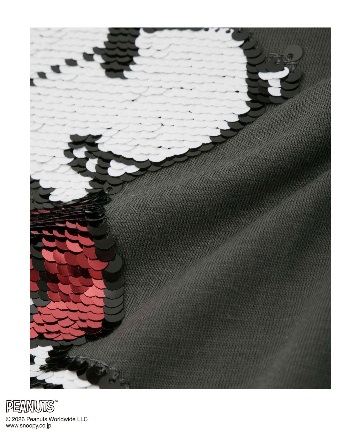 マックハウス Mac-House PEANUTS SNOOPY スパンコールTシャツ （チャコール） チャコール