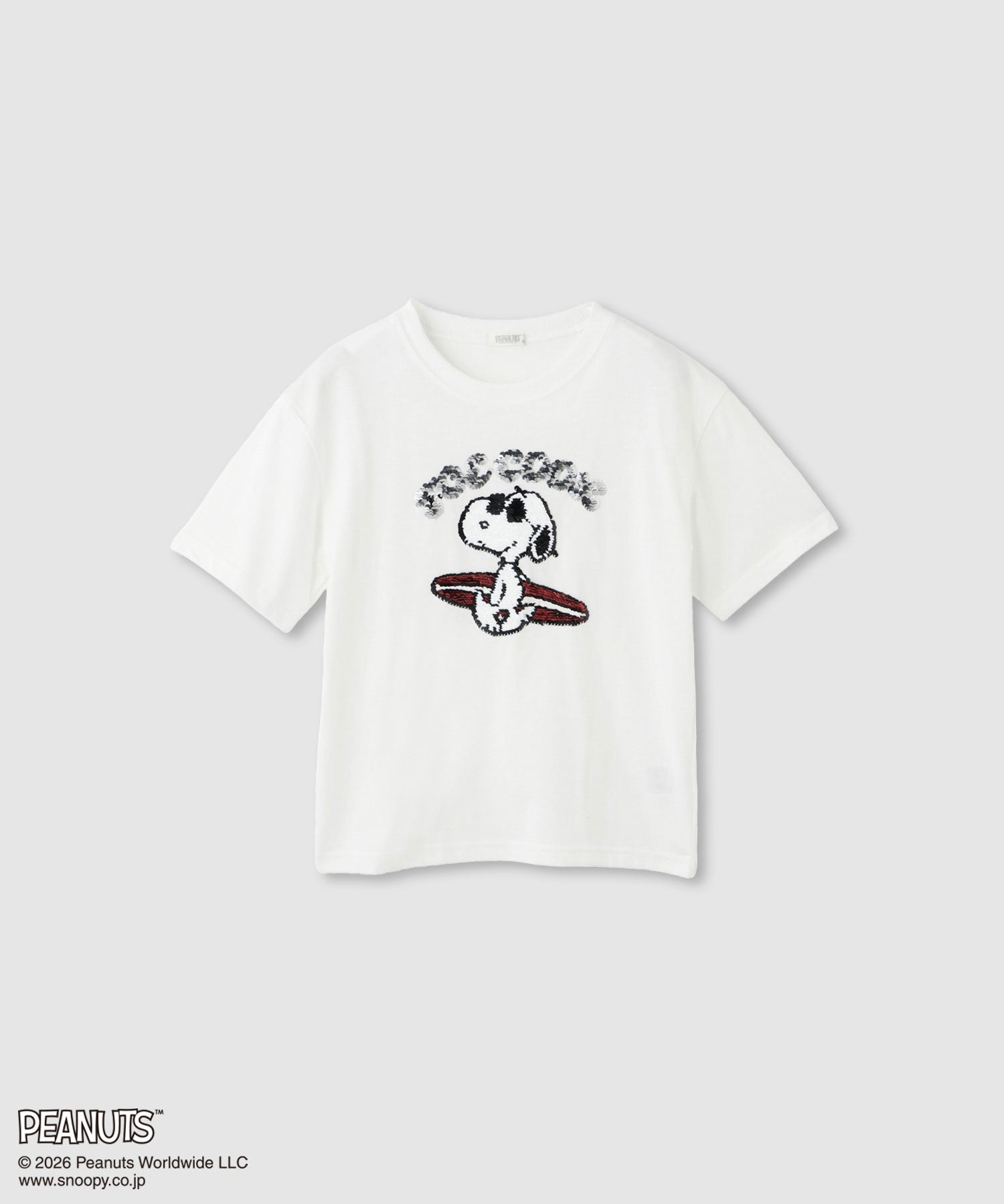 マックハウス Mac-House PEANUTS SNOOPY スパンコールTシャツ （オフホワイト） オフホワイト