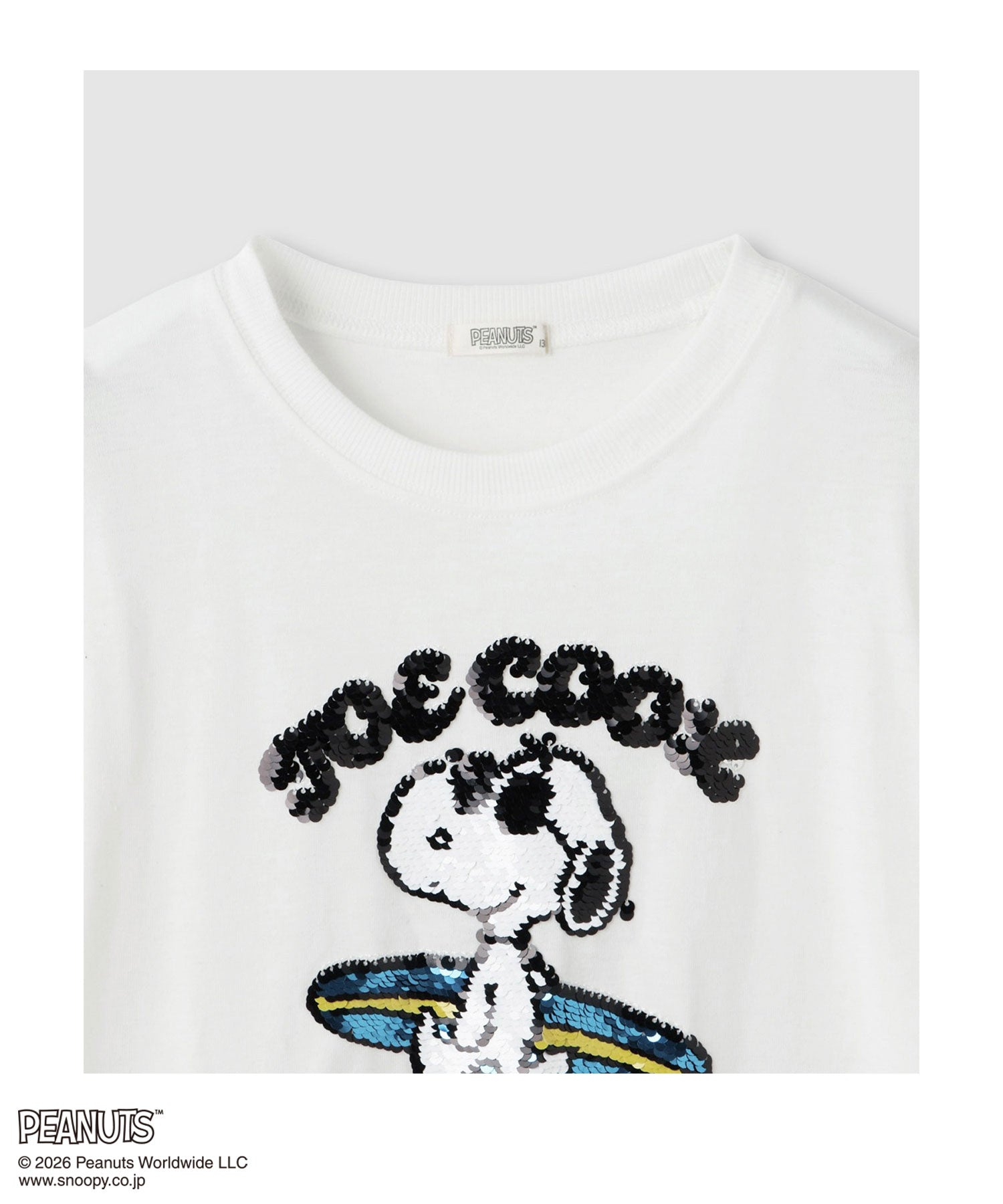 マックハウス Mac-House PEANUTS SNOOPY スパンコールTシャツ （オフホワイト） オフホワイト