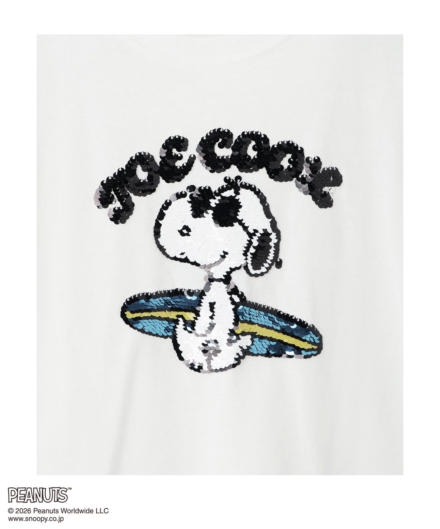 マックハウス Mac-House PEANUTS SNOOPY スパンコールTシャツ （オフホワイト） オフホワイト