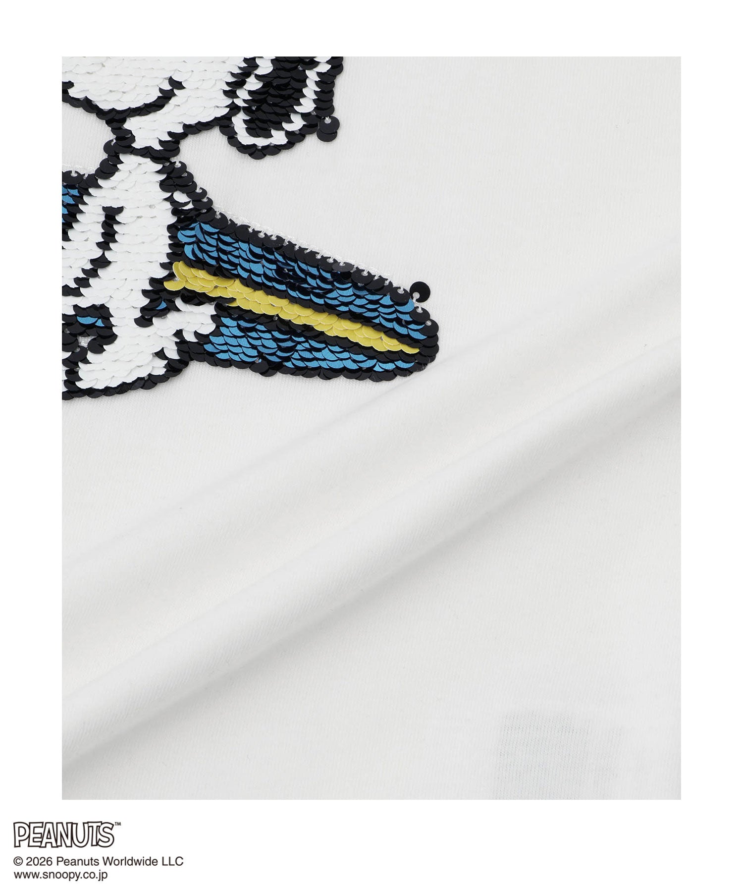 マックハウス Mac-House PEANUTS SNOOPY スパンコールTシャツ （オフホワイト） オフホワイト