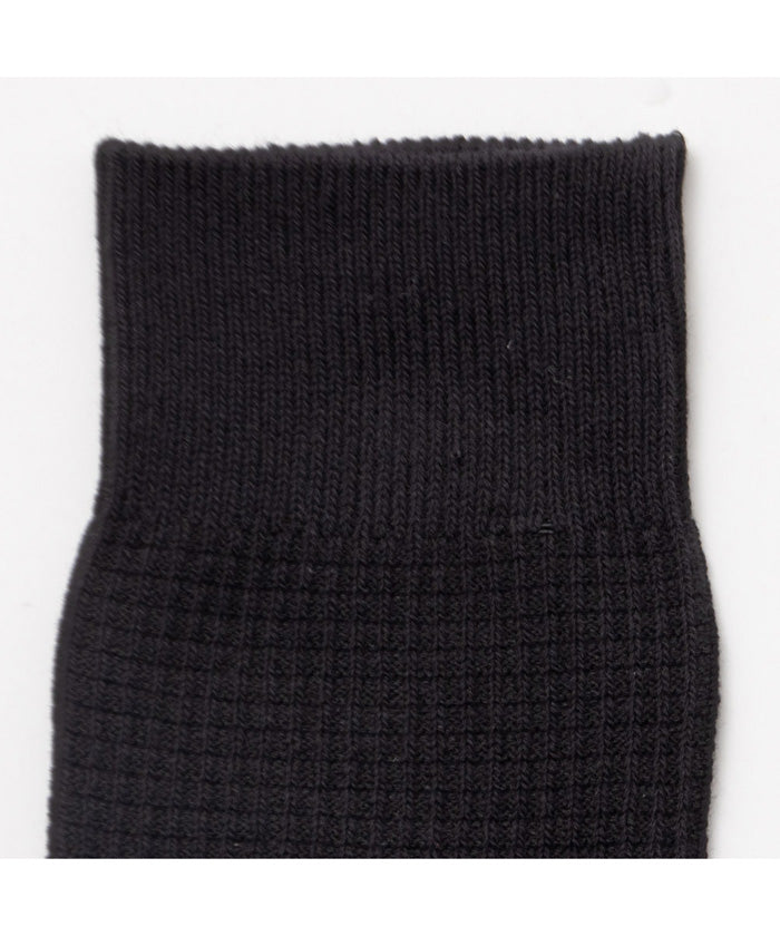 マックハウス Mac-House NAVY ネイビー ワッフル編みクルーソックス 820ー1125MH （ブラック） ブラック