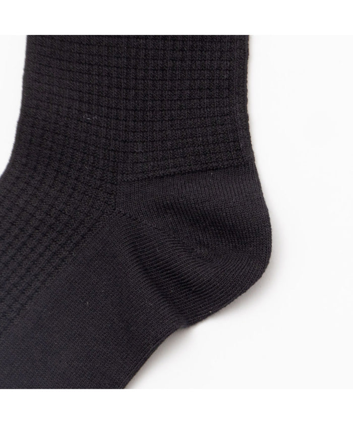 マックハウス Mac-House NAVY ネイビー ワッフル編みクルーソックス 820ー1125MH （ブラック） ブラック