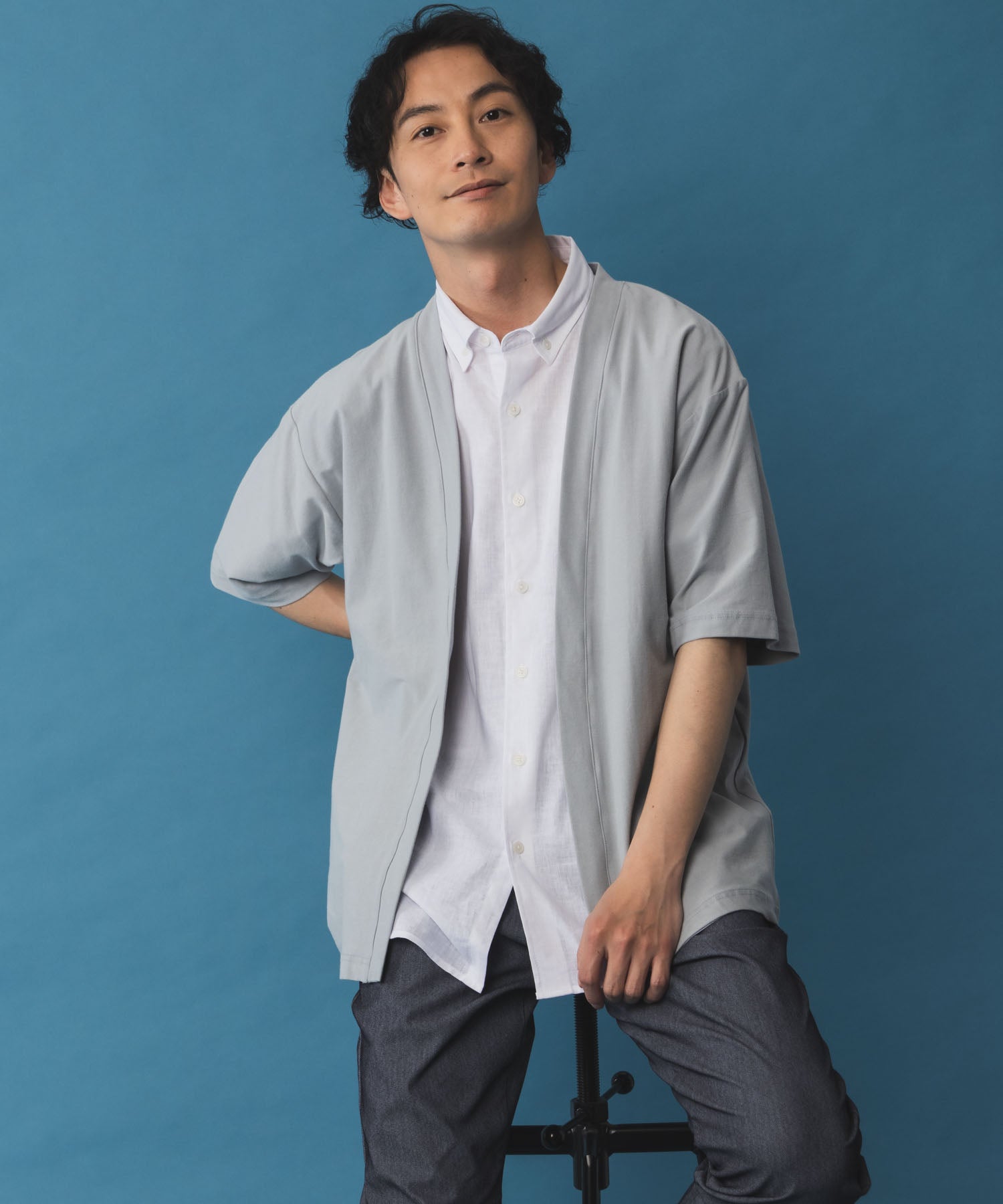 マックハウス Mac-House SARARI サラリ NAVY 冷感着流しカーディガン T2ー24SSーMCー7