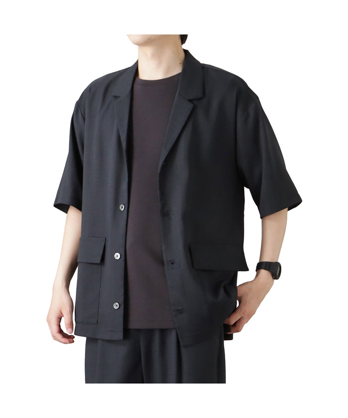 マックハウス Mac-House URBAN COLLECTION アーバンコレクション リネンライクポリエステル 半袖シャツ 4971573 （チャコール） チャコール