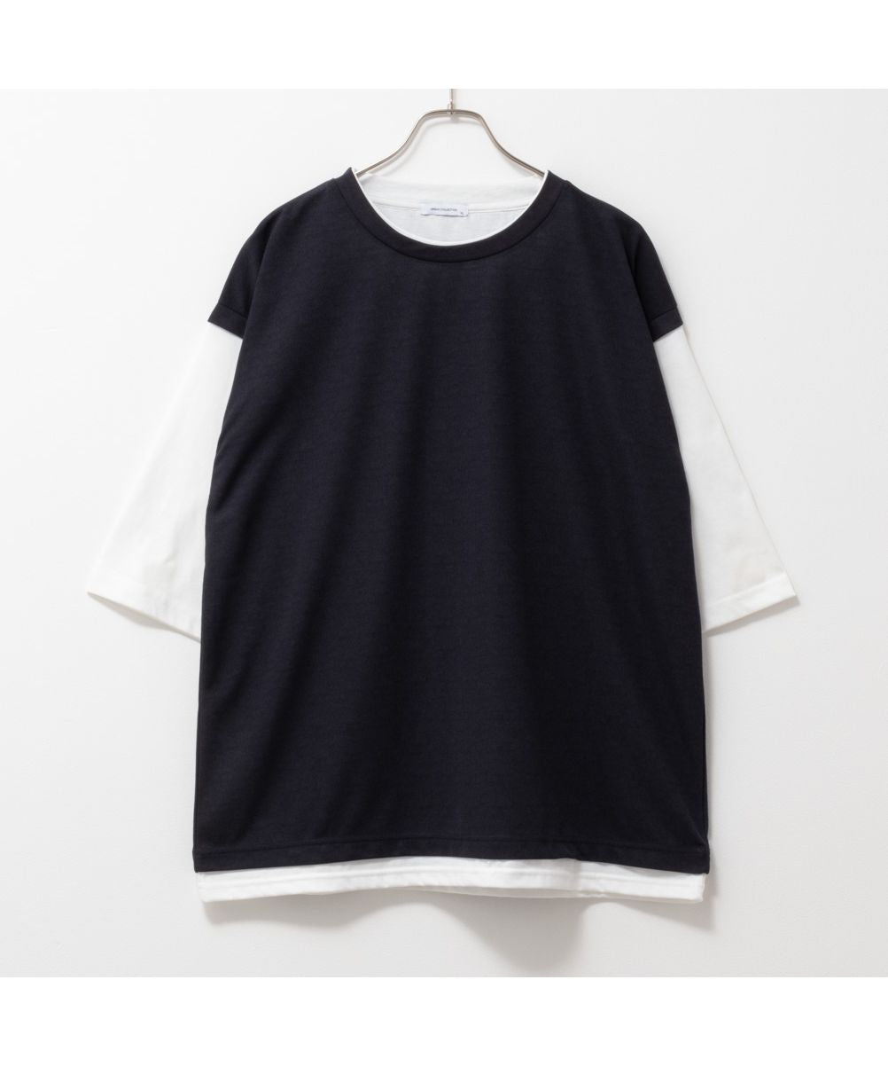 マックハウス Mac-House URBAN COLLECTION アーバンコレクション 梨地フェイクベストレイヤードTシャツ 6091506