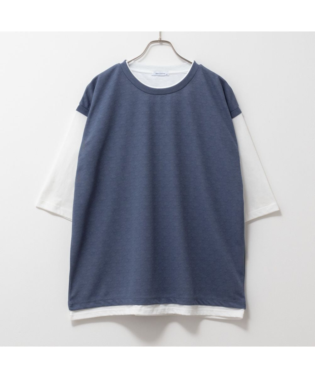 マックハウス Mac-House URBAN COLLECTION アーバンコレクション 梨地フェイクベストレイヤードTシャツ 6091506